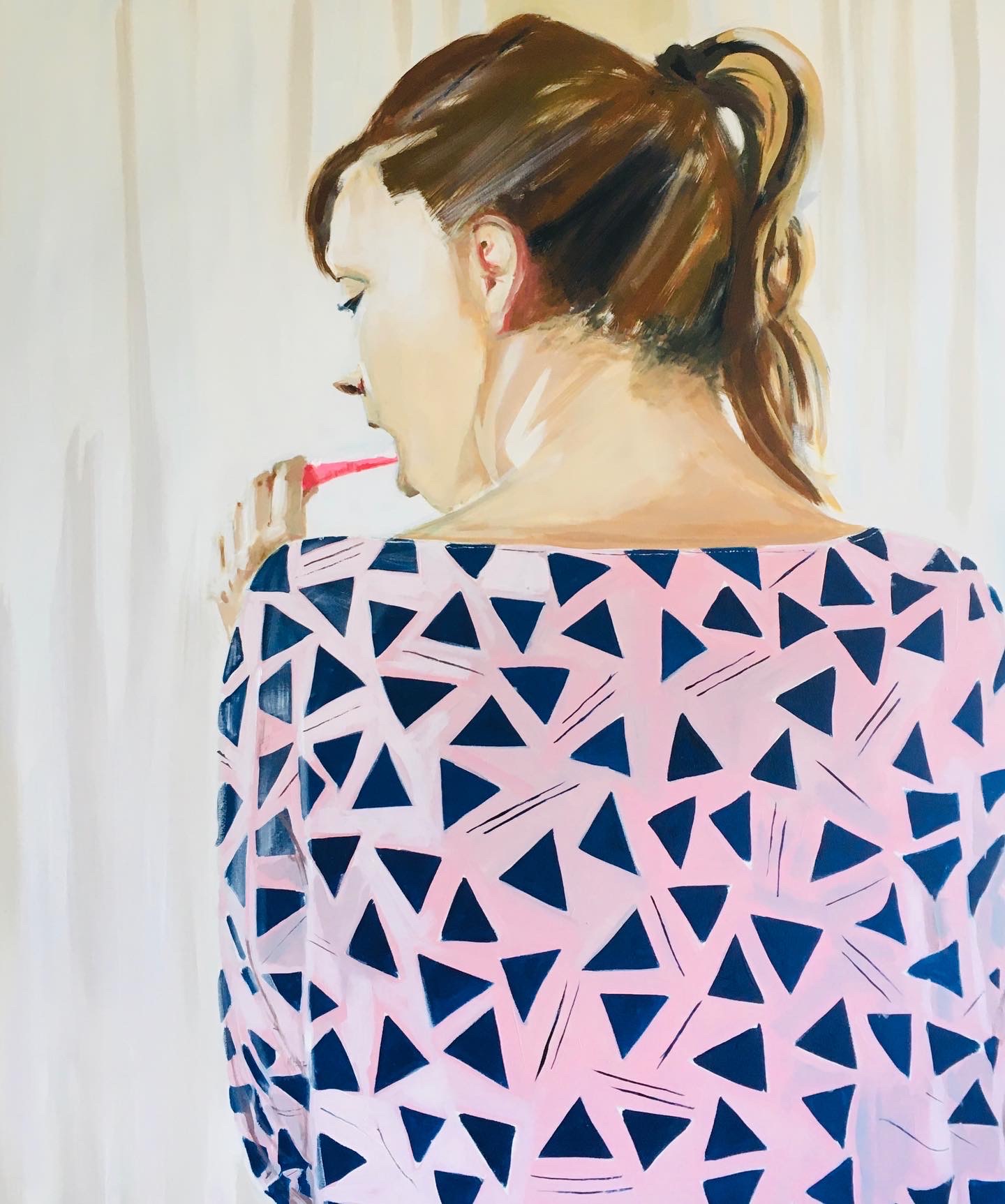 Escovando os dentes - 120 cm x 100 cm - óleo sobre painel