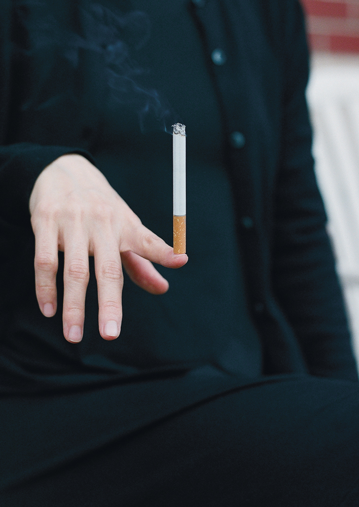 Untitled (Cigarette on Fingernail), 2019 [image 2/5]Giclée print on paper.5 photographs: 30 x 20 cm. each.