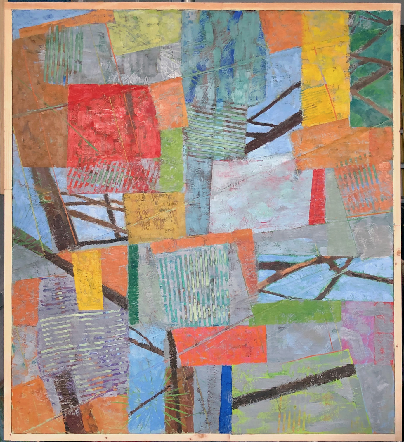 Edifice. 2020. encaustic on panel. 45" X 40" (Priv. Coll.)