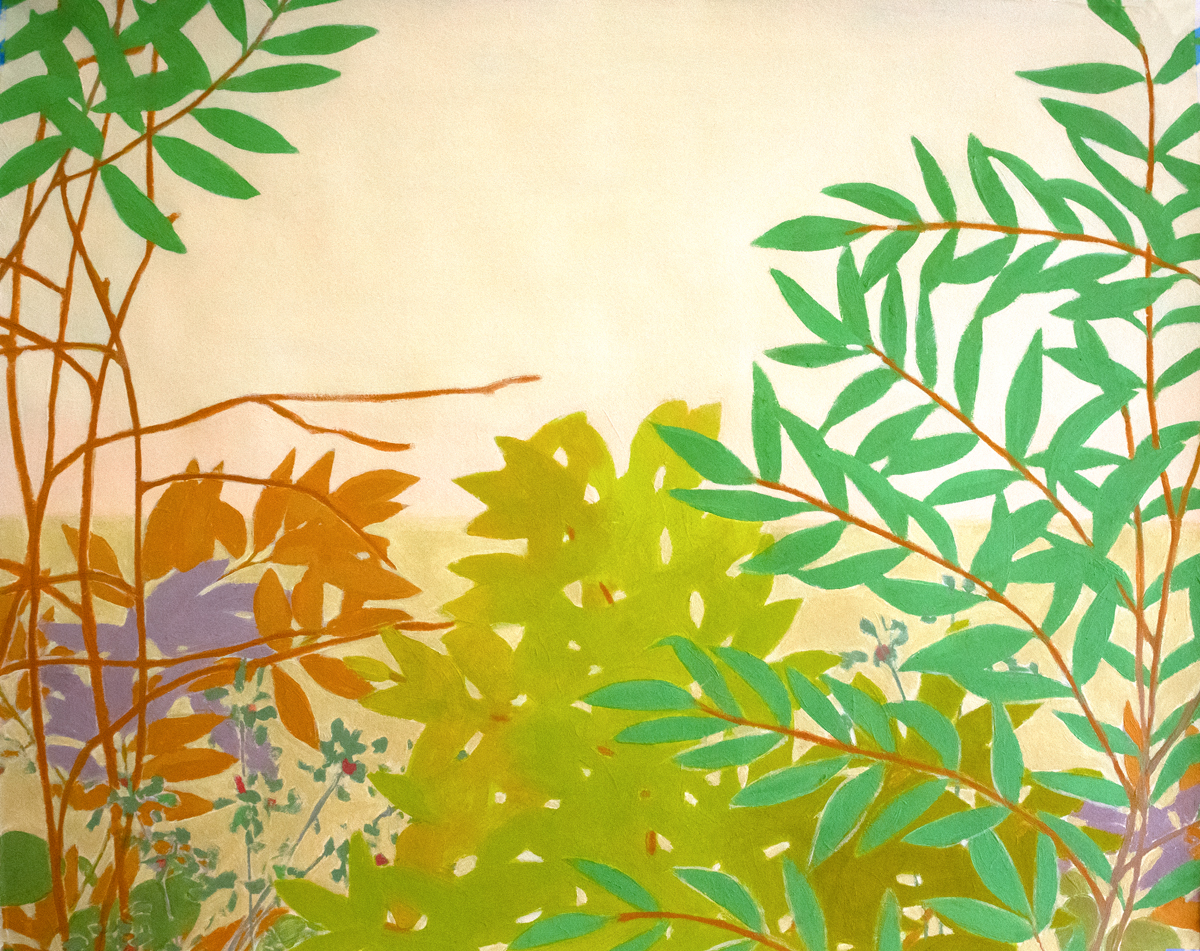 Gillian Theobald, Fictive Space 119 (Geranium), 2024-25, Acrylic on Kinwashi paper, 15 x 19 in.  (sold)