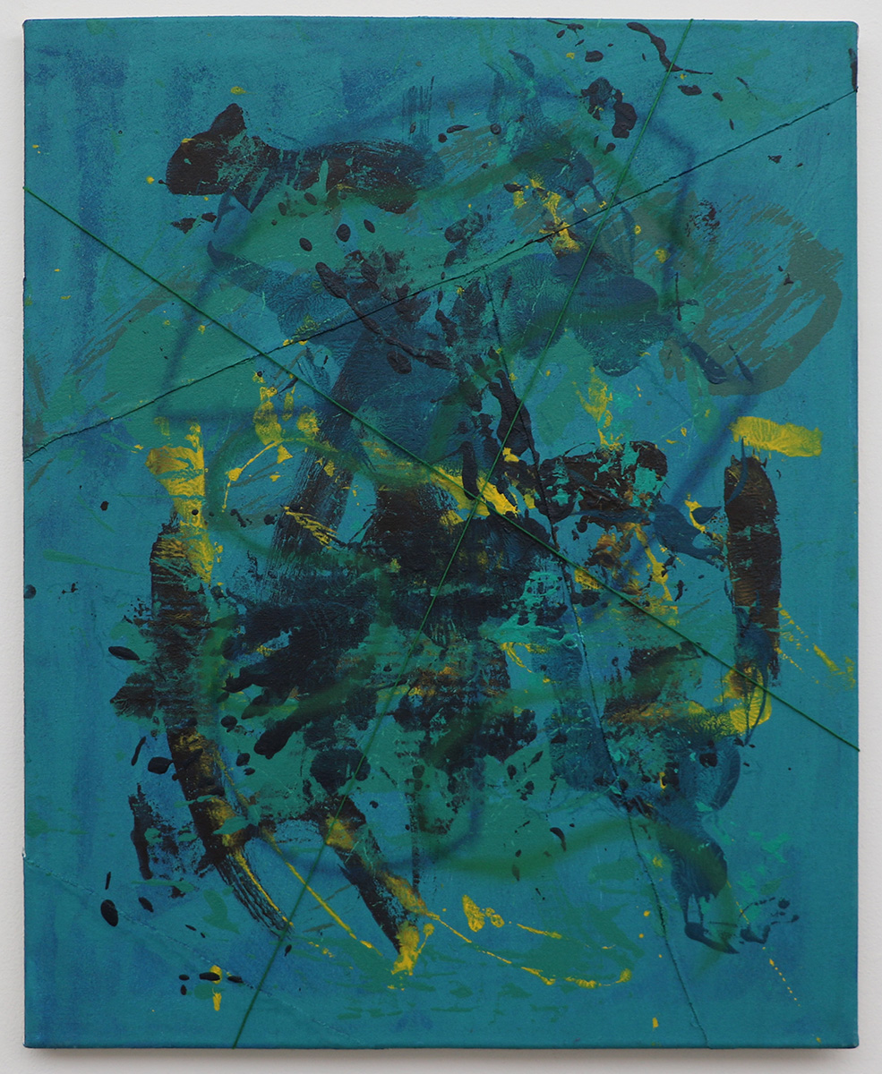 Modern MelangeAcrylic, Pastels, and String on Canvas 24x30"