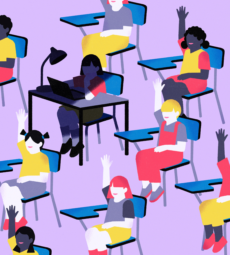 virtual school covid pandemic Illustration María Hergueta