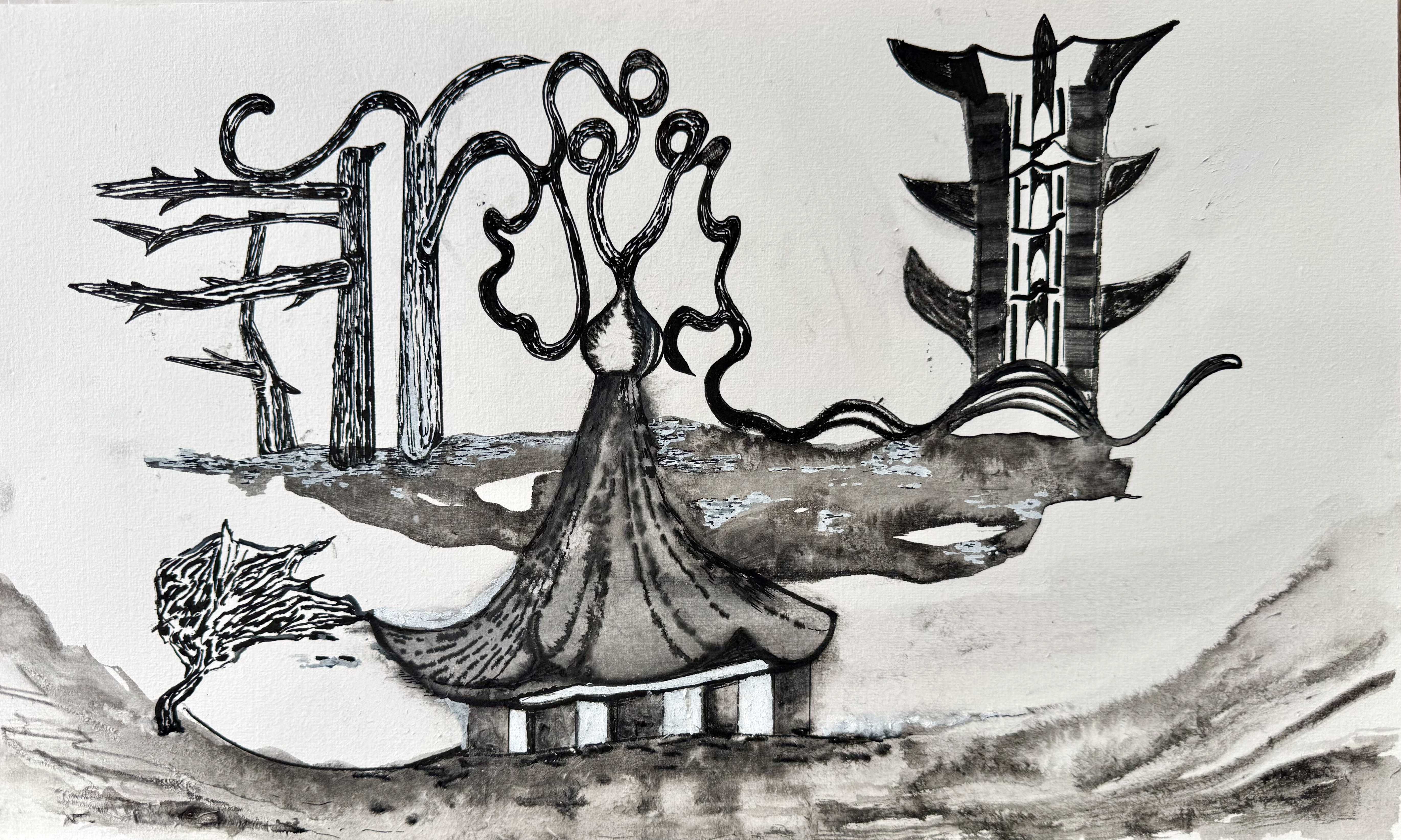China #5, ink on paper, 2025