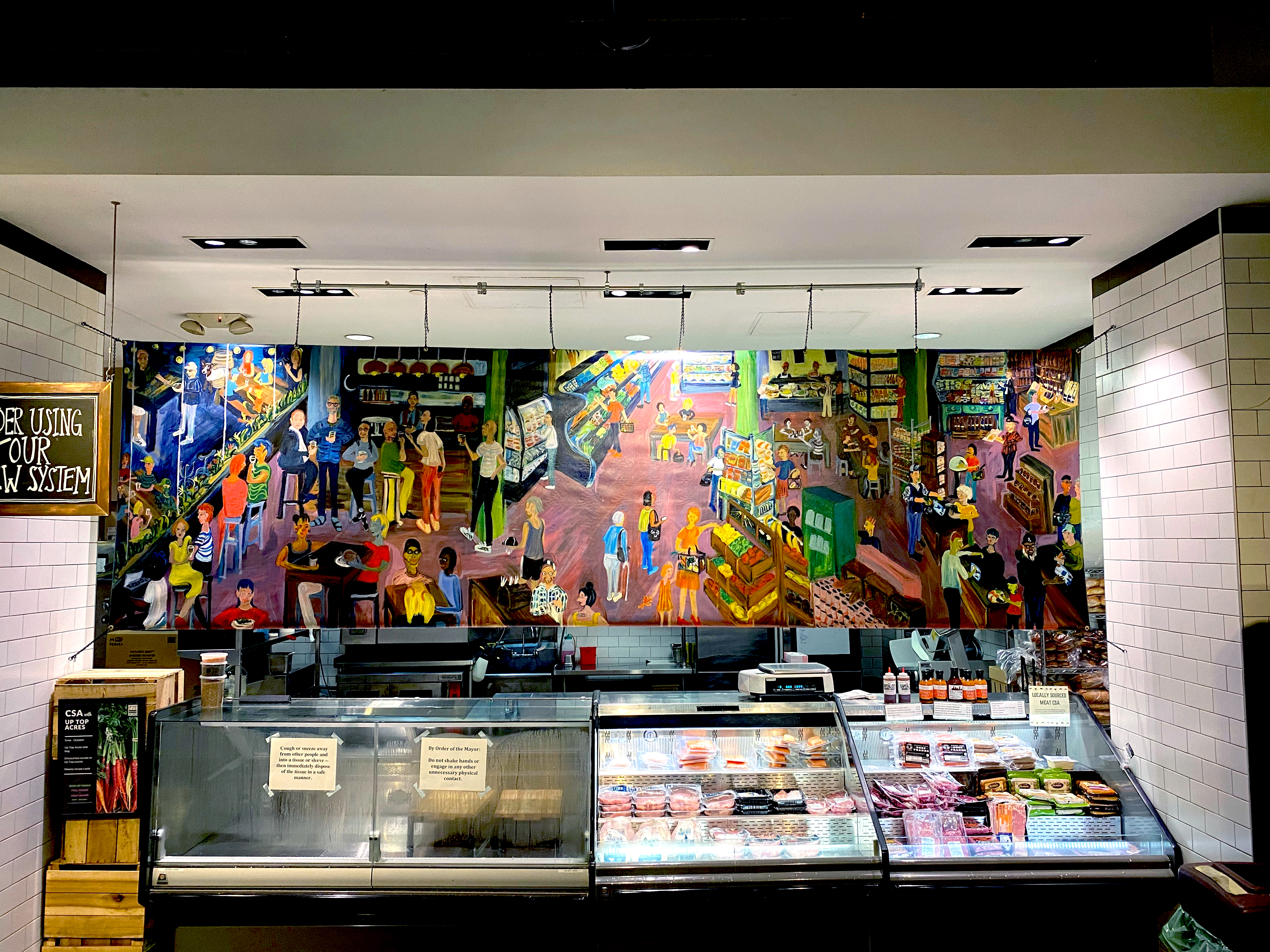Glen's Garden Market, 2020, Acrylic on Canvas, 15 ft x 4.5 ft, Dupont Circle, Washington DC. 