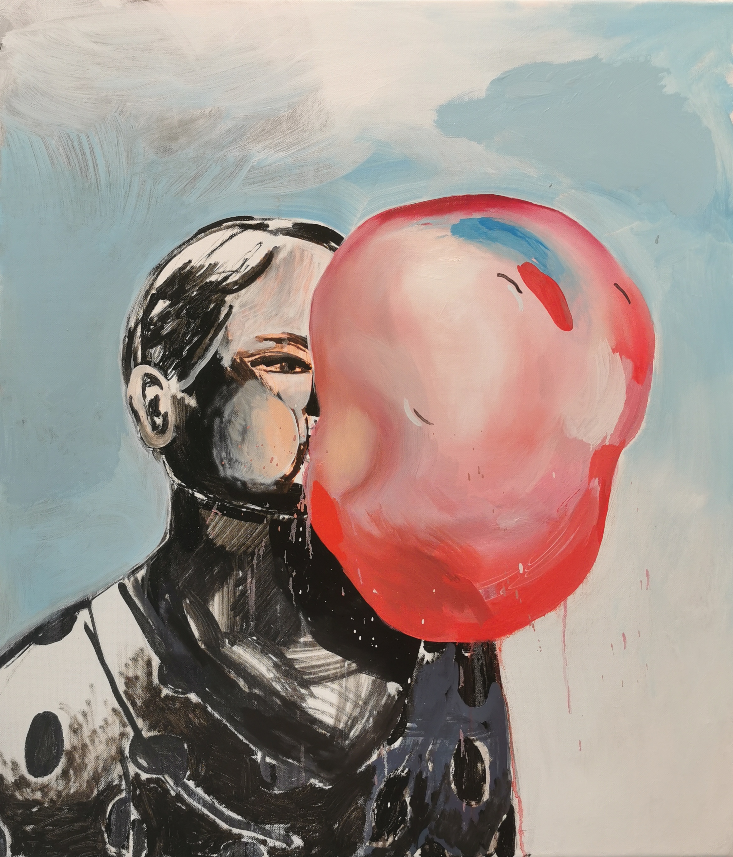 Balloon, acrylic and oil on canvas, 90/70 cm