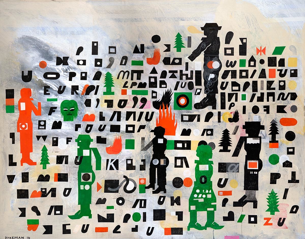 Code Woods, 2016, Acrylic on canvas, 49 x 62 in.