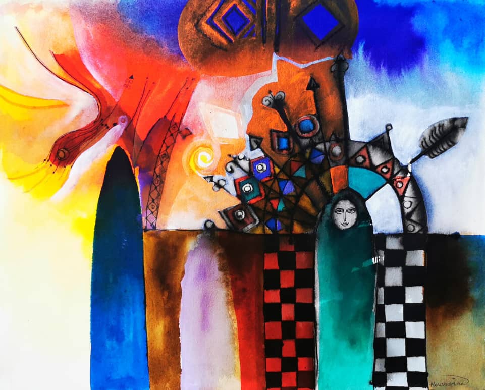Abushariaa Ahmed, The Nubian Queen 1 , 2016, ink on paper, 45 x 61 cm, $2,000.00