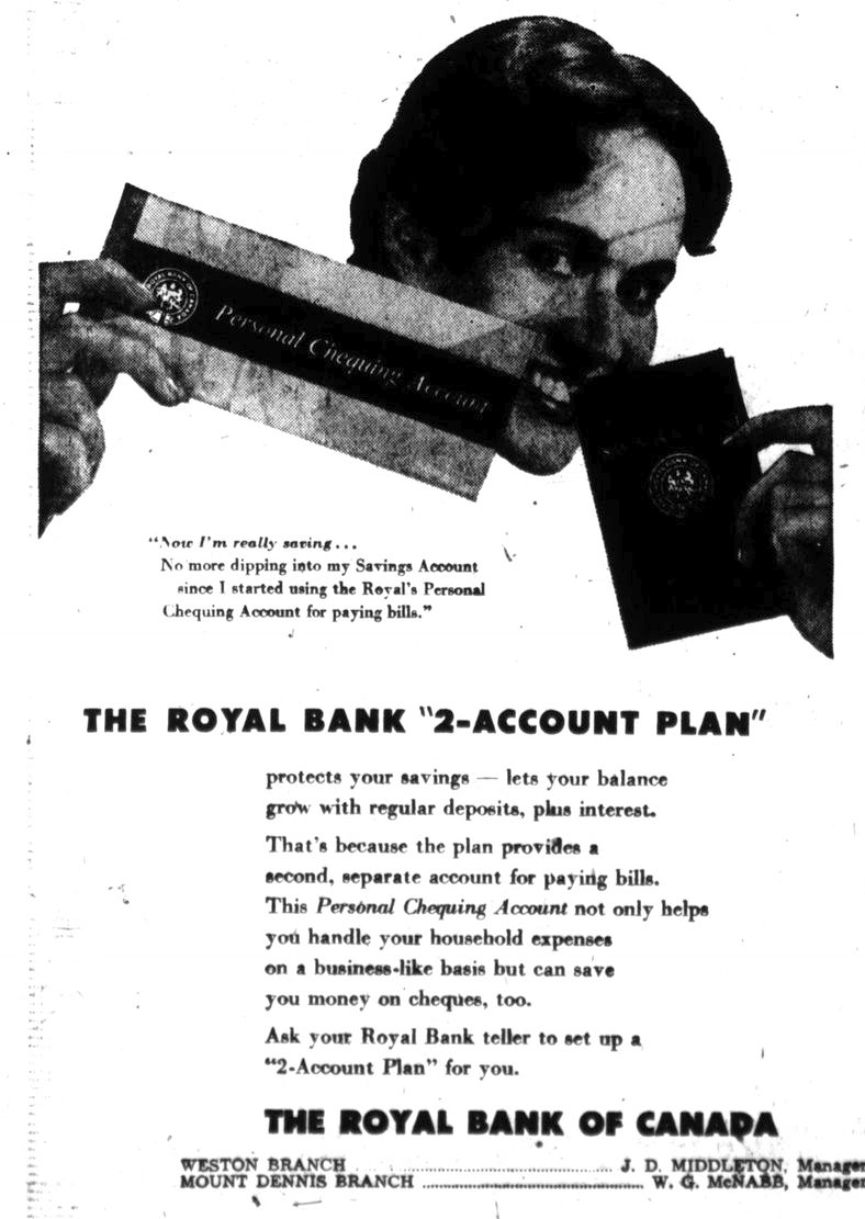 1958 RBC Mount Dennis ad