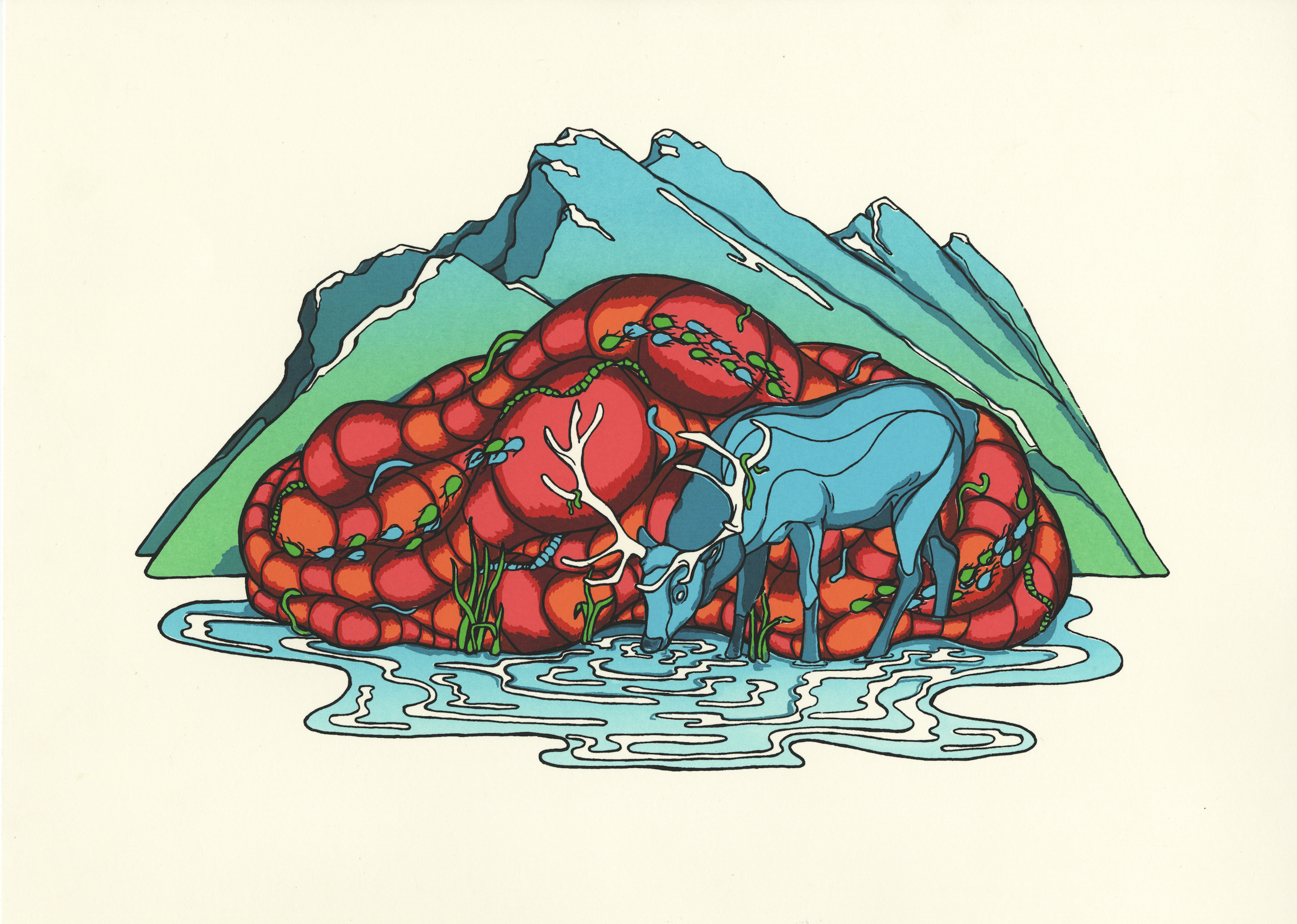 "Parasitism", silkscreen print, 11"x14", edition of 30. 2017