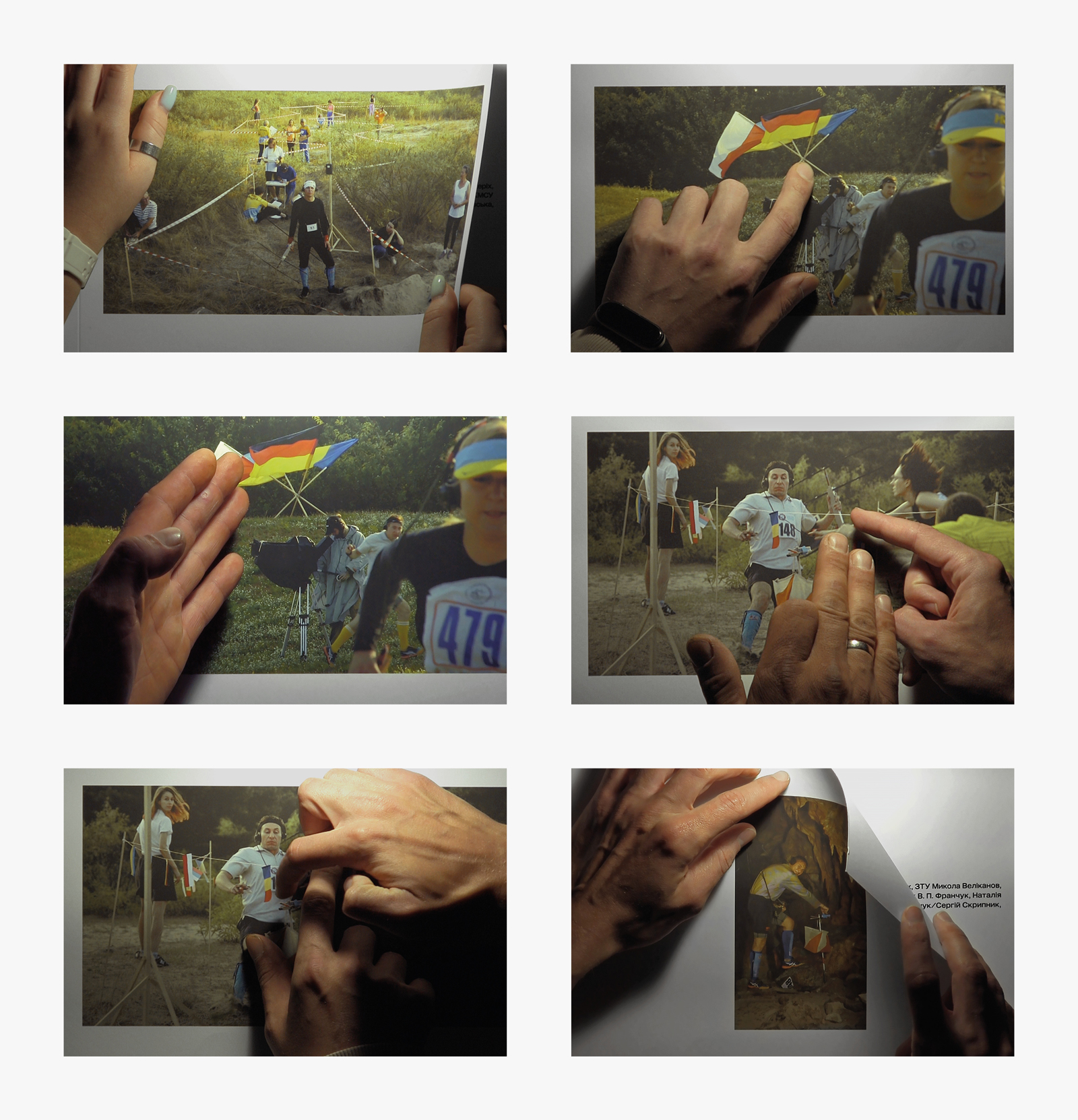 stills from exhibition video documentation: Roman Khimei, Ostap Yashchuk, "A Person Orienteering", Lviv Municipal Art Center, 2021