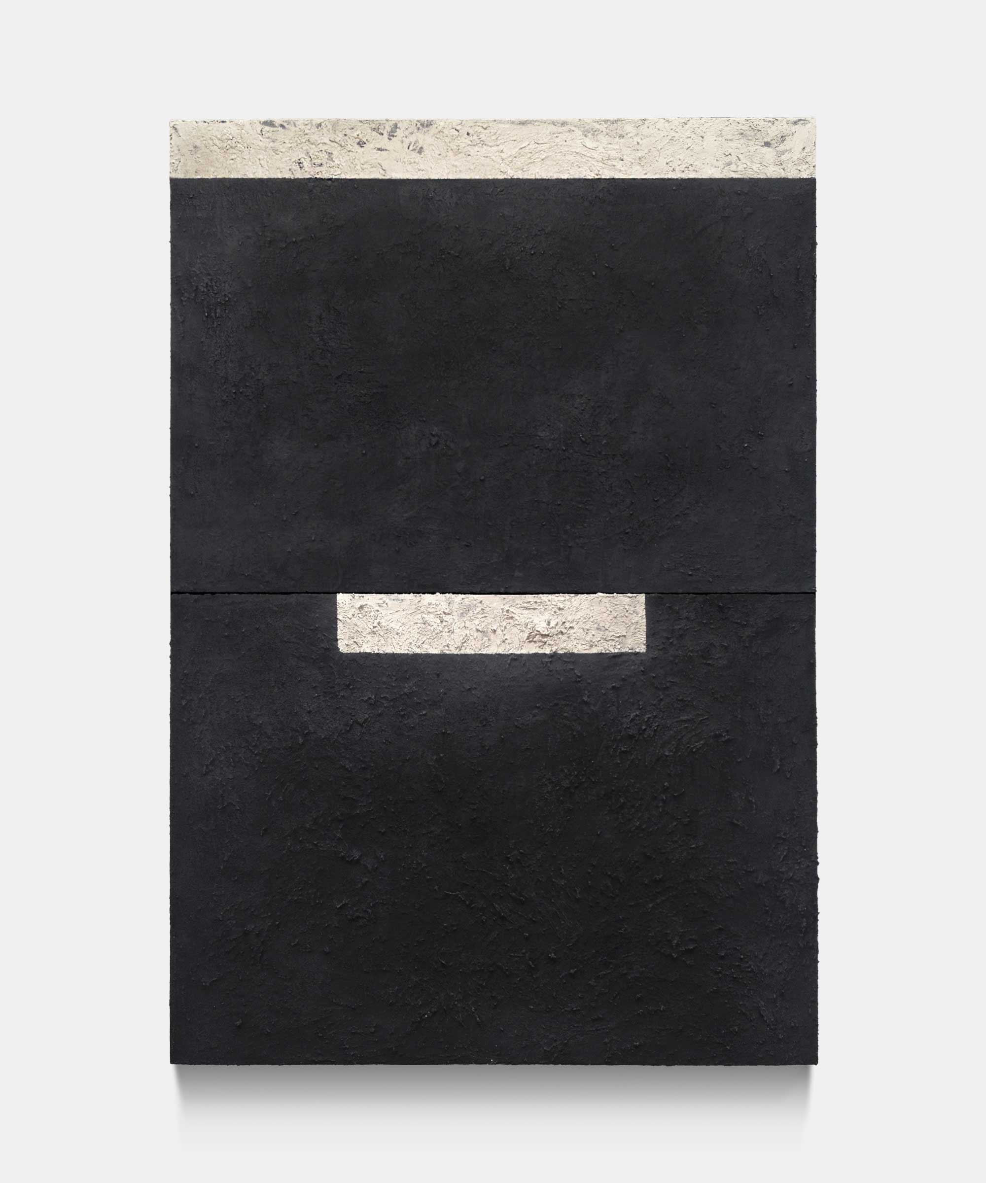 The Weight, 2016. Copper oxide and clay on wood. 140&#160;×&#160;146&#160;cm. Diptych.