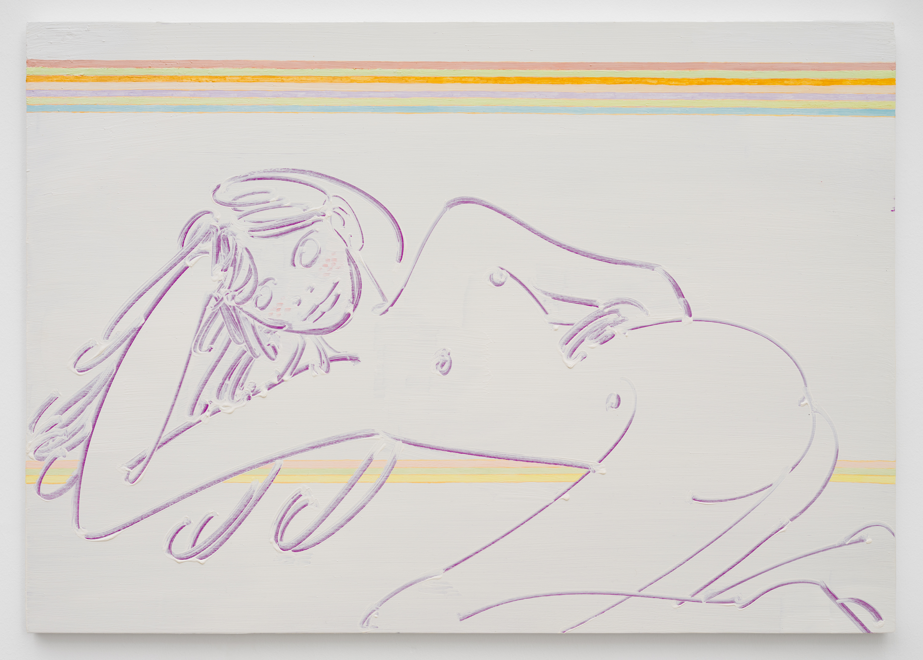 Gal Schindler, Awake, 2025, Oil on wood panel, 33 1/2 (H) x 23 1/2 (W) x 1 1/2 (D) in.