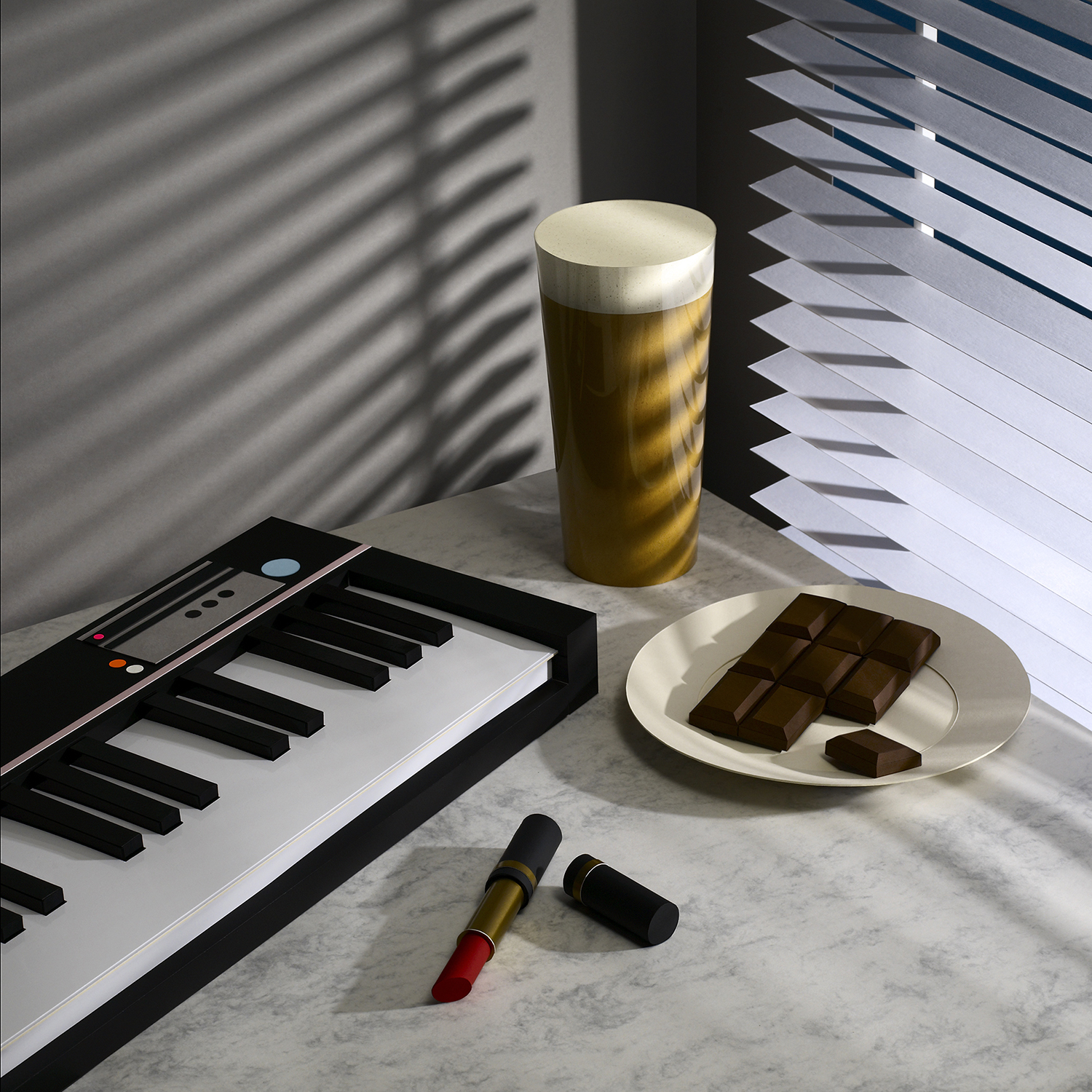 Bier, Creative Review. Components are made from papers of the same name: Chocolate, China, Ebony, Ivory, Lager, Pils and Marble - Photography John Short