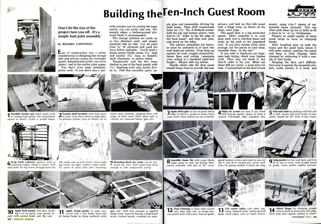Ken Isaacs, "Building the Ten Inch Guest Room" in Popular Science, Septembre 1970