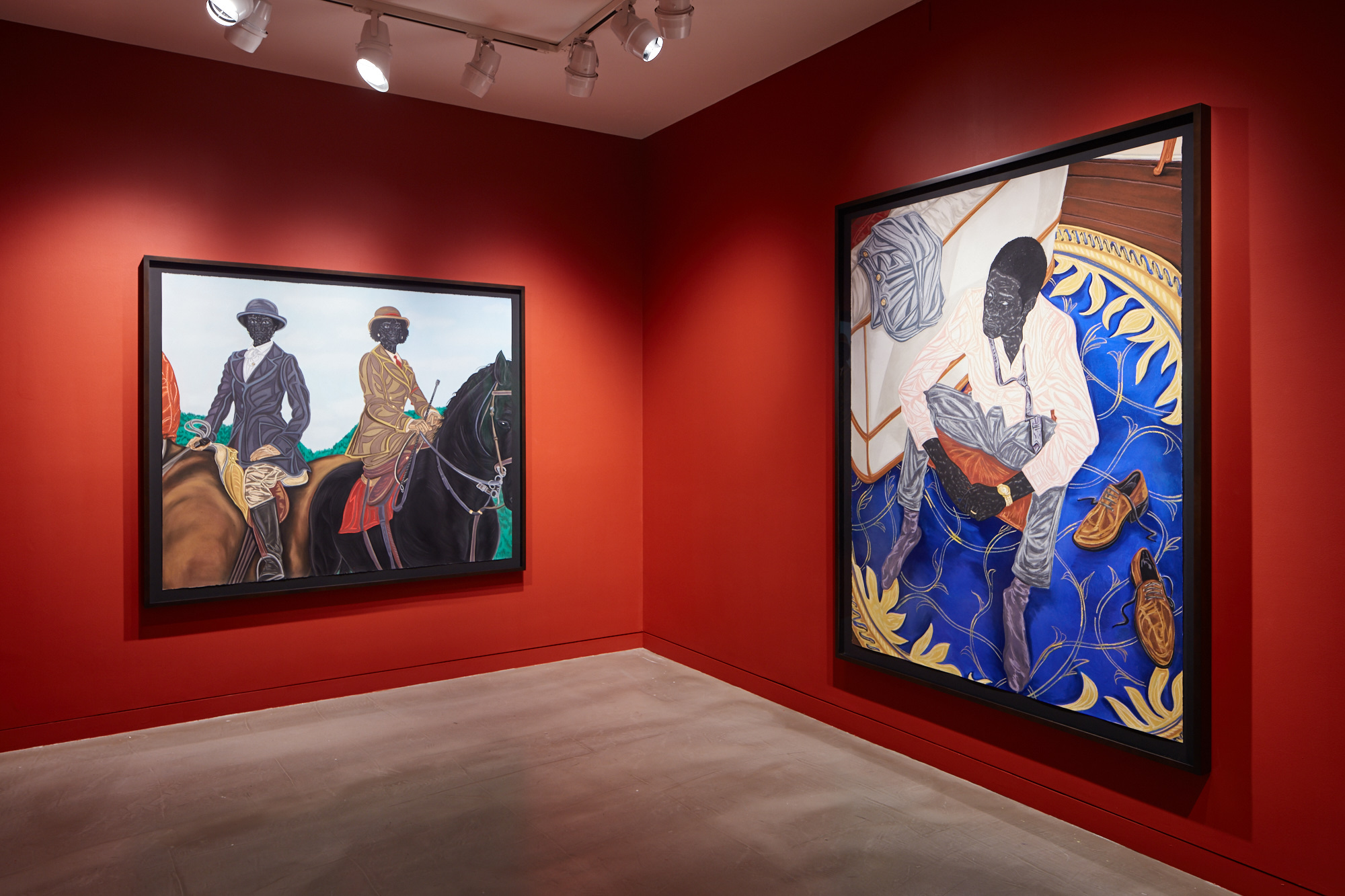 Installation view of "A Matter of Fact: Toyin Ojih Odutola" at the Museum of the African Diaspora, San Francisco, on view from October 26, 2016 through April 2, 2017. (Photo Courtesy of Museum of the African Diaspora)