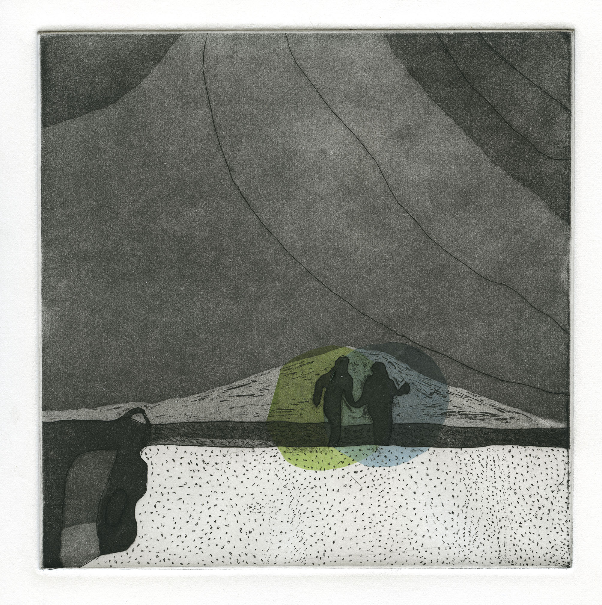 Silver Strand Beach, etching print, 2018