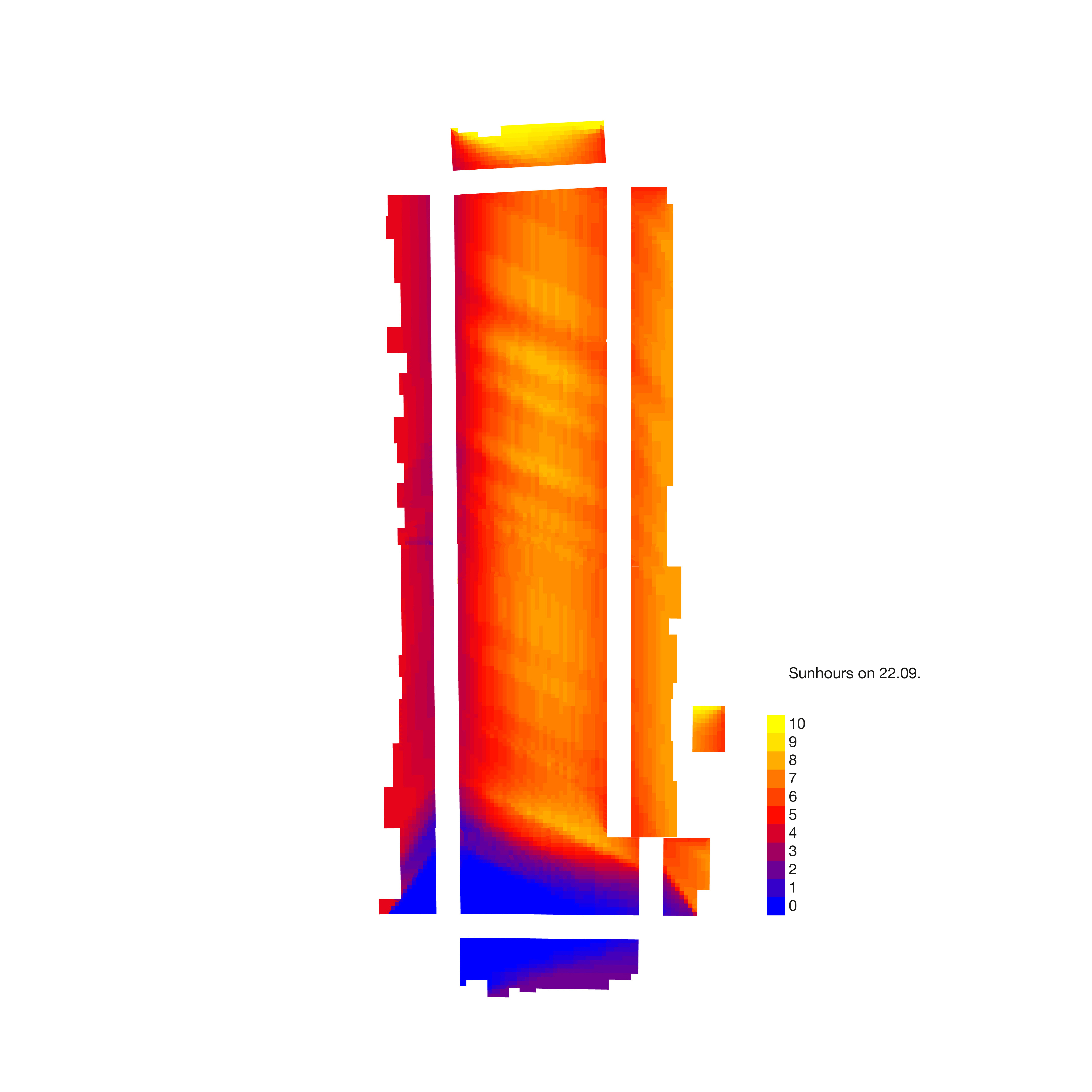 Analysis of sunhours on 22.09. for the existing block.