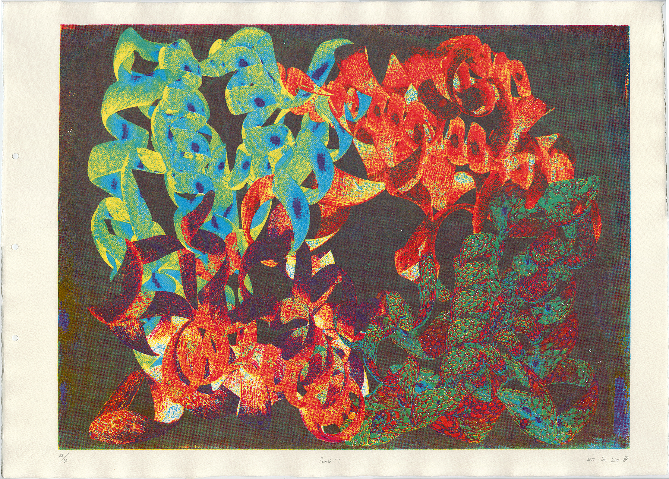 Pearls Γ, 2022, acrylic on silkscreen, 76.2 x 55.8 cm