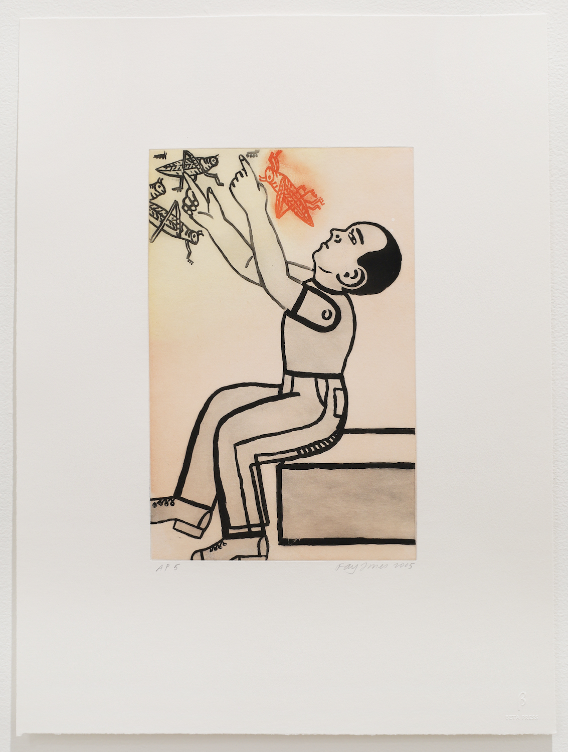 Boy Red Cricket, 2005, Sugar-lift and aquatint, Paper size 19 x 14, Image size 10 x 7 in. A/P 5, $750 (unframed)