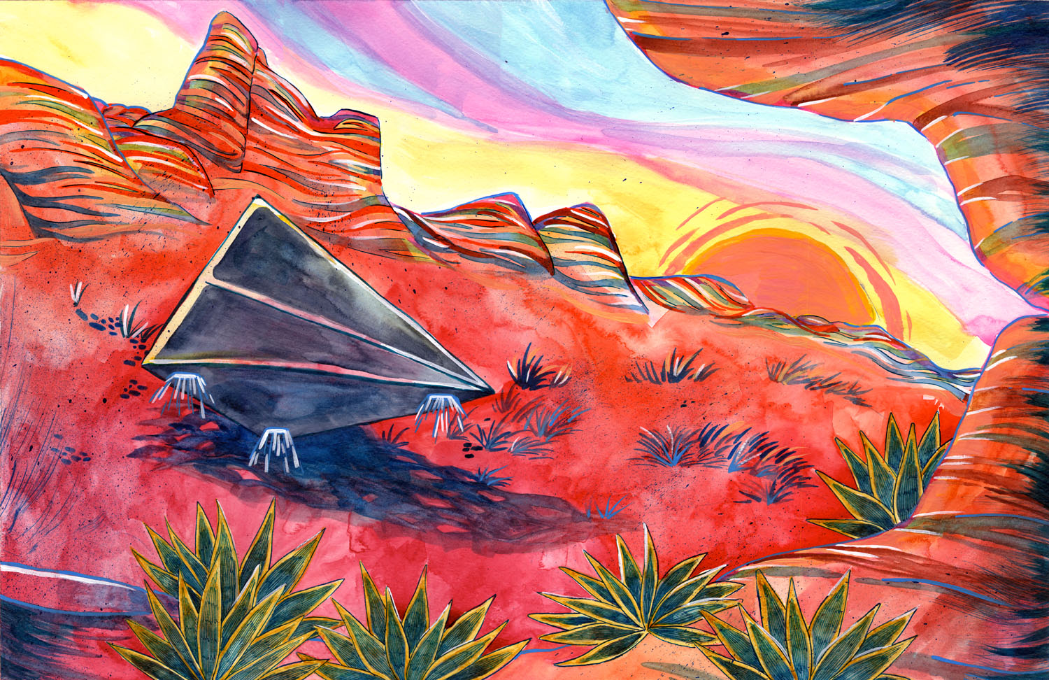 Mojave AlienscapeWatercolor &amp; Ink, 22 x 14.25, 2022