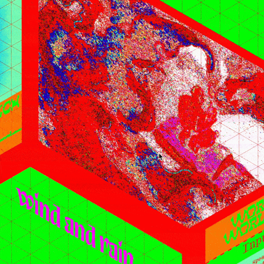 Close-up of the stage backdrop, which changes as the mouse is clicked, each illustration corresponding to a different poem.