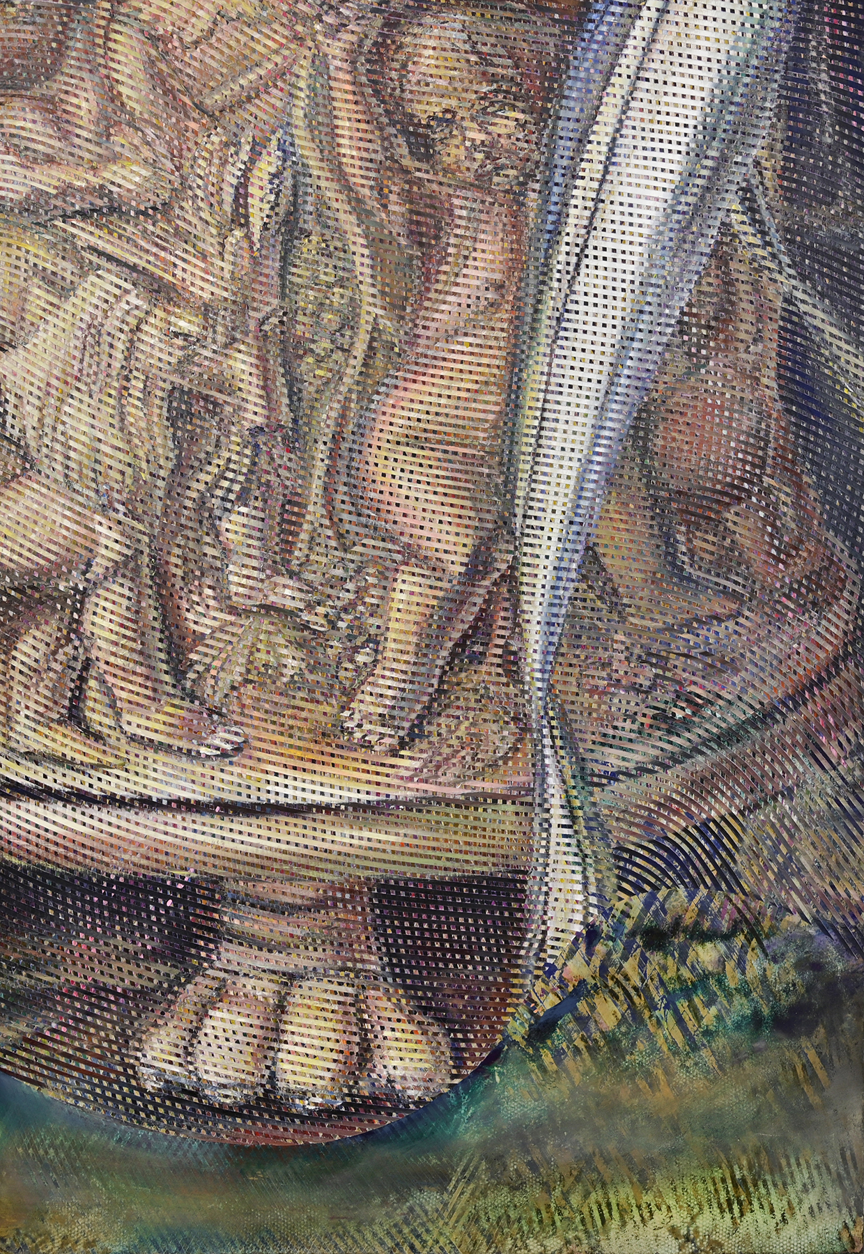 Kim Benson, Contra (still life), 2022, oil on canvas over panel, 35 ¼” x 24 ¼” 