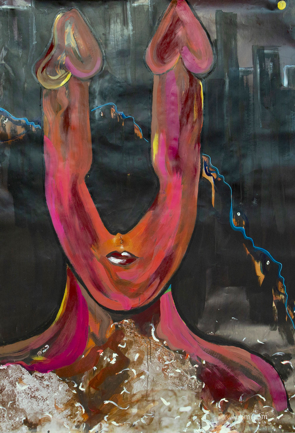 Hudson River by Night, acrlylic/oil on poster, 180cm x 118cm