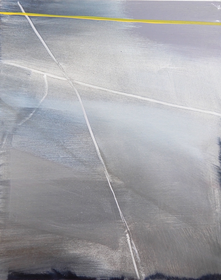 yellow line (i) - 20x25cm acrylic on board 2018