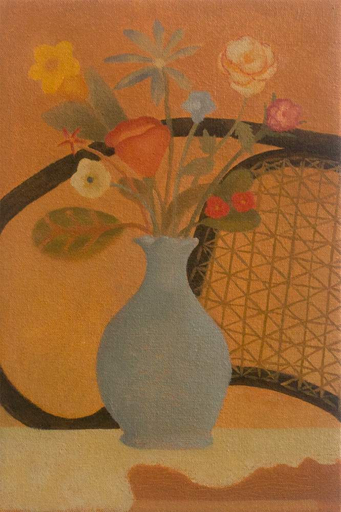 "Vaso de flores e cadeira", 2022, óleo sobre tela