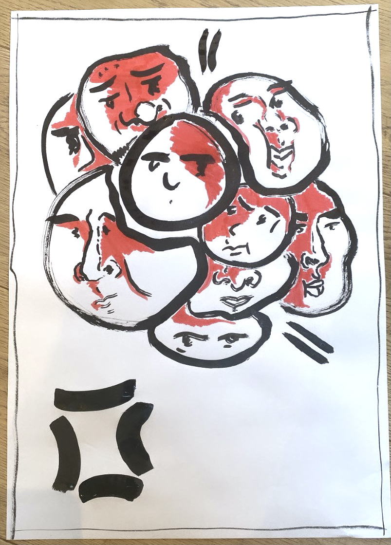 'Clingy Friends' - A3 ink on paper