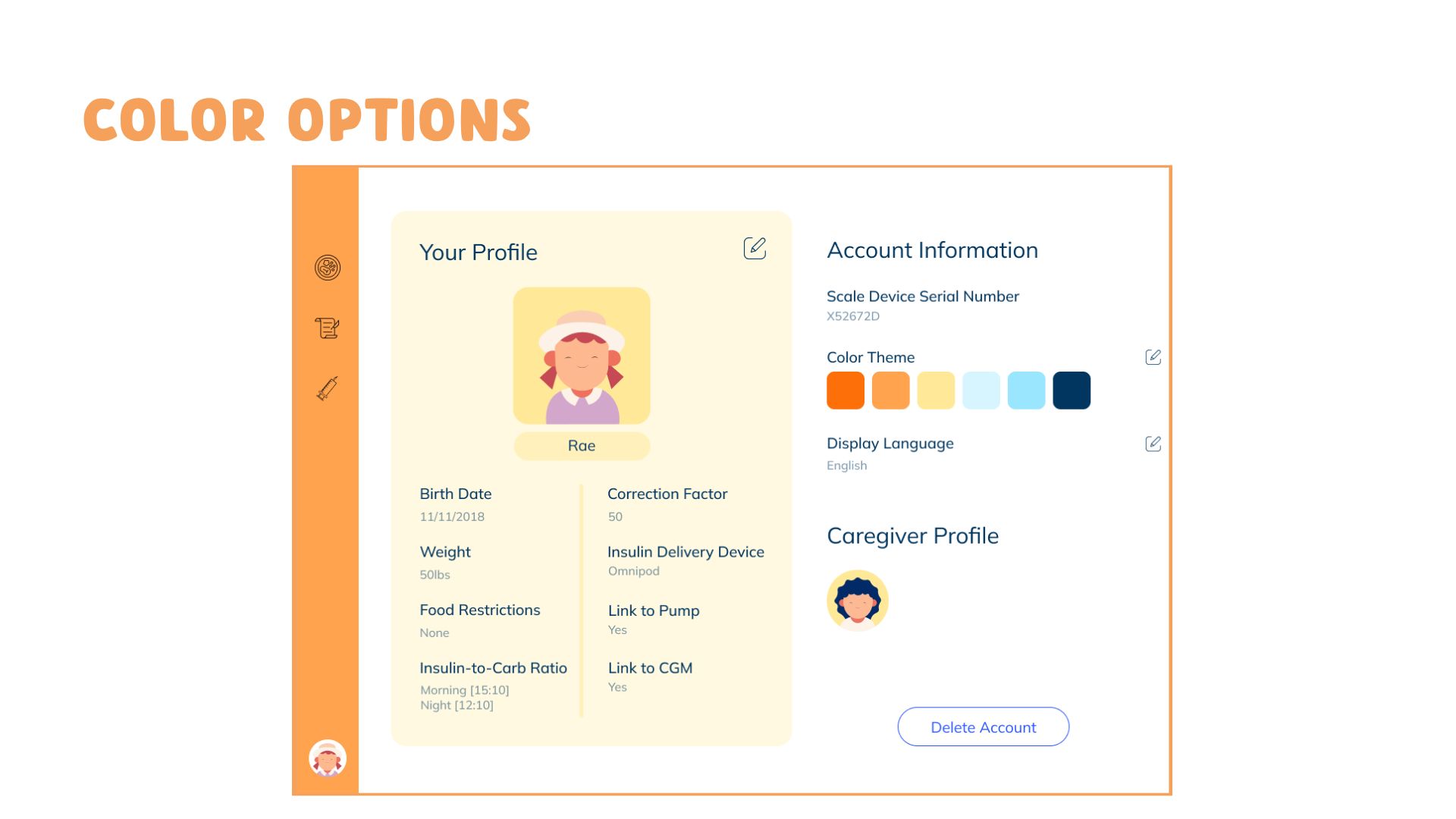 The color of the app is automatically selected based on the color theme of the physical product user purchase. However, they could change the color theme in their profile settings.
