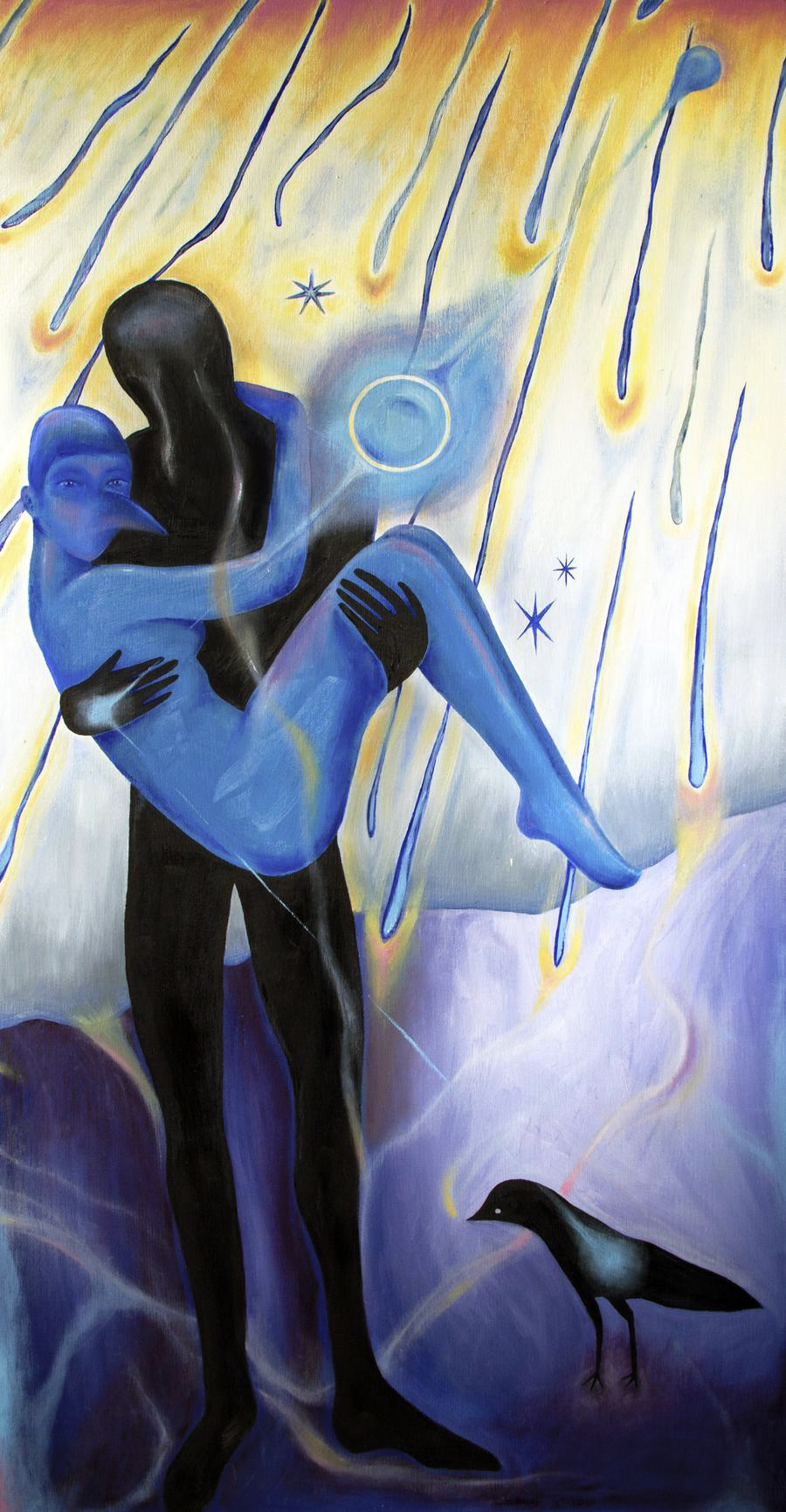 Comets and condensation in the cold night, 2020 - 24 x 48in