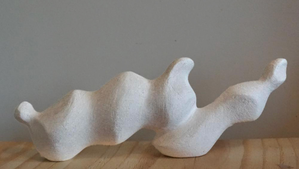 Wind Conversation V, 16 x 13.5 x 6 in, stoneware with white pigment