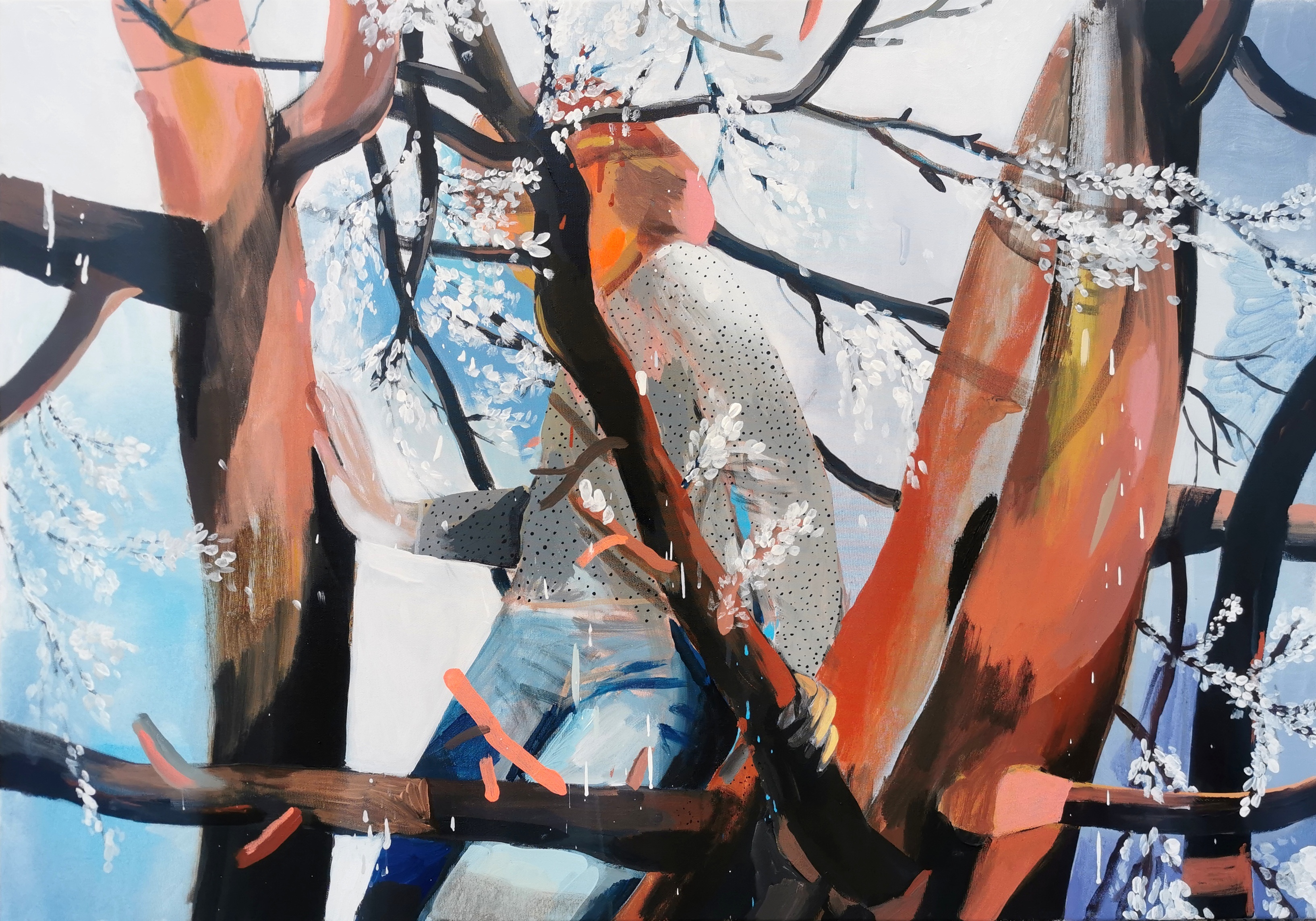 On a tree, acrylic on canvas, 70/100 cm