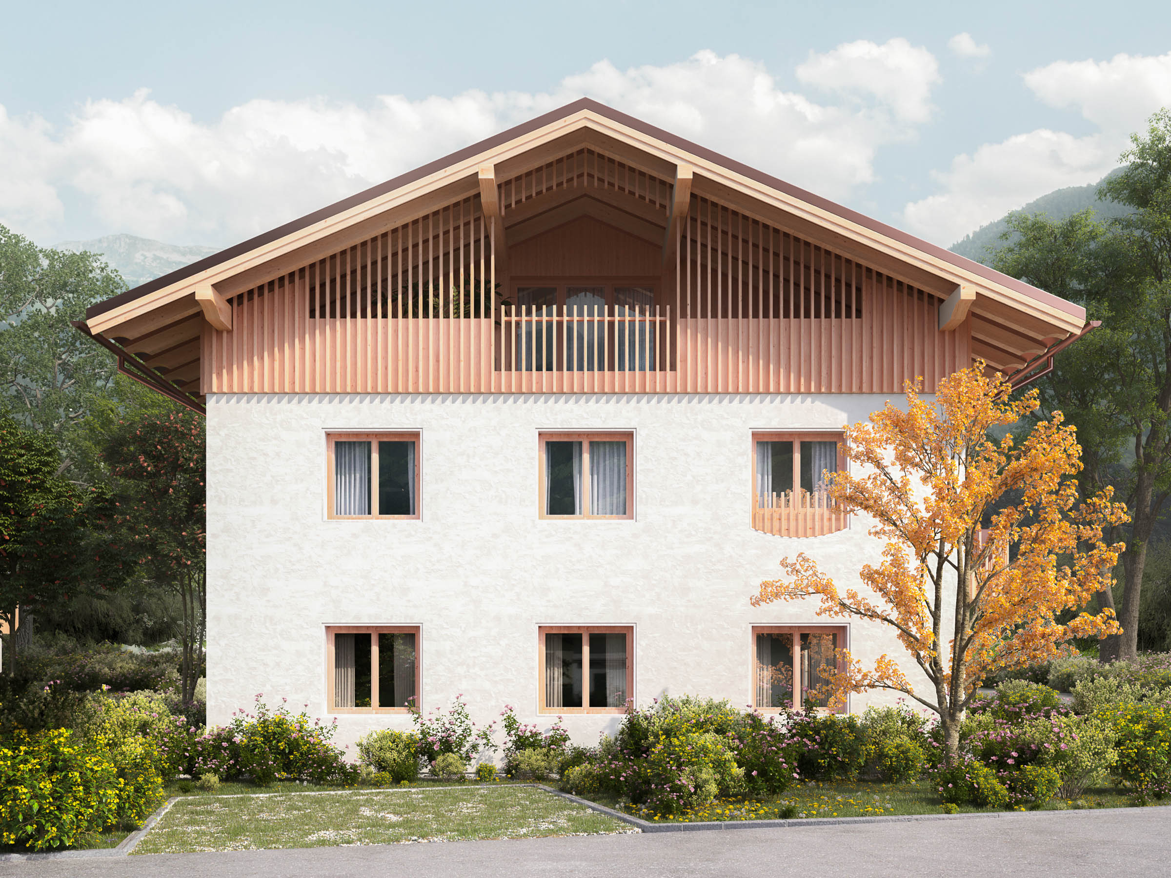 Rendering of the bavarian Housing Project PAT by raumstation architekten.