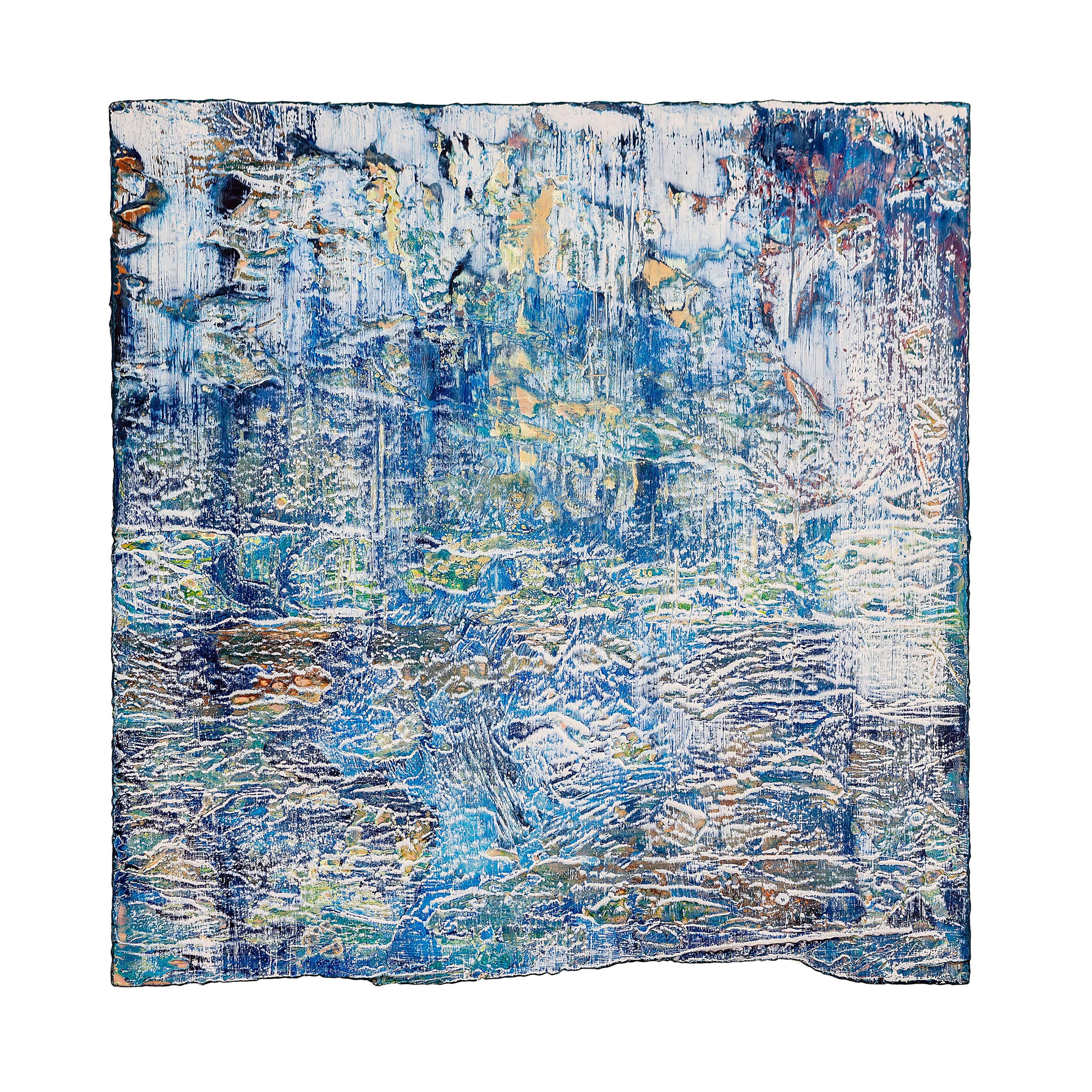 Ocean’s Roar, 2020, Encaustic wax on panel, 62 × 60 cm