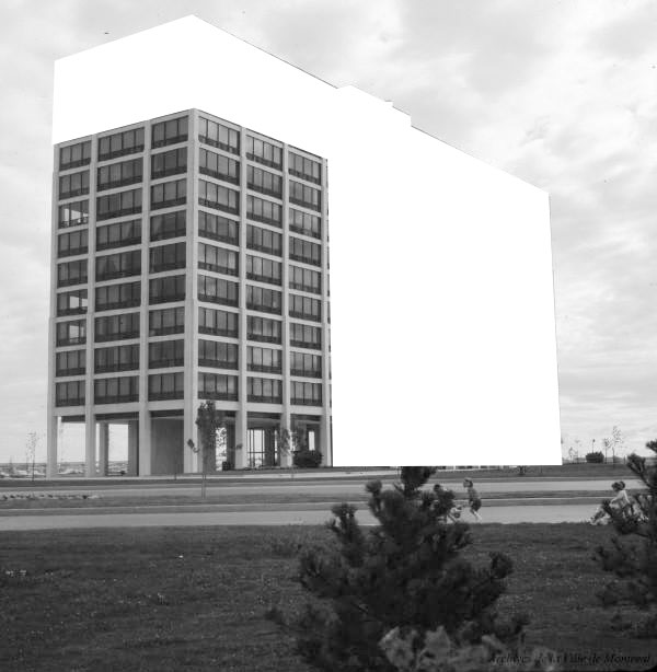 Study for the small tower. Fractional component of an existing banal office building without context. 