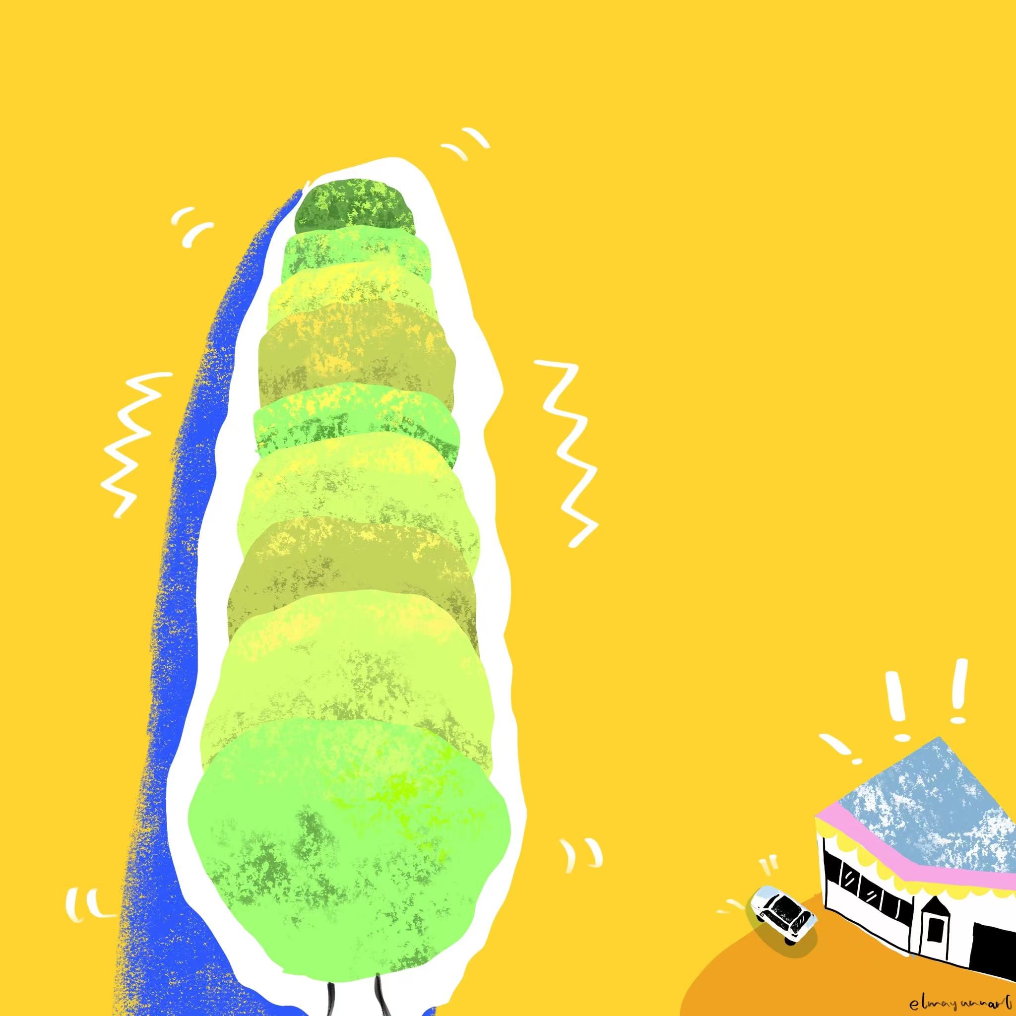 My diary - 6 Mar. 2023 -Spring scenery - the row of trees looks like a GIANT CATERPILLAR ~