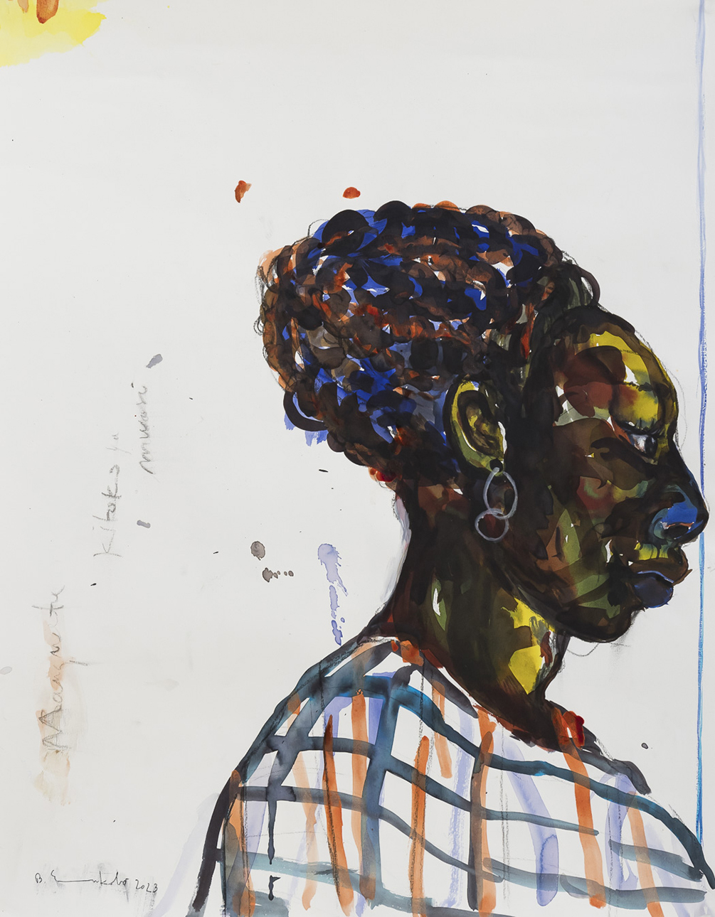 Bouvy Enkobo Mama Eyenga, 2023 Encre et fusain sur papier 70 x 50 cm Courtesy de l'artiste et de la Galerie Anne de Villepoix