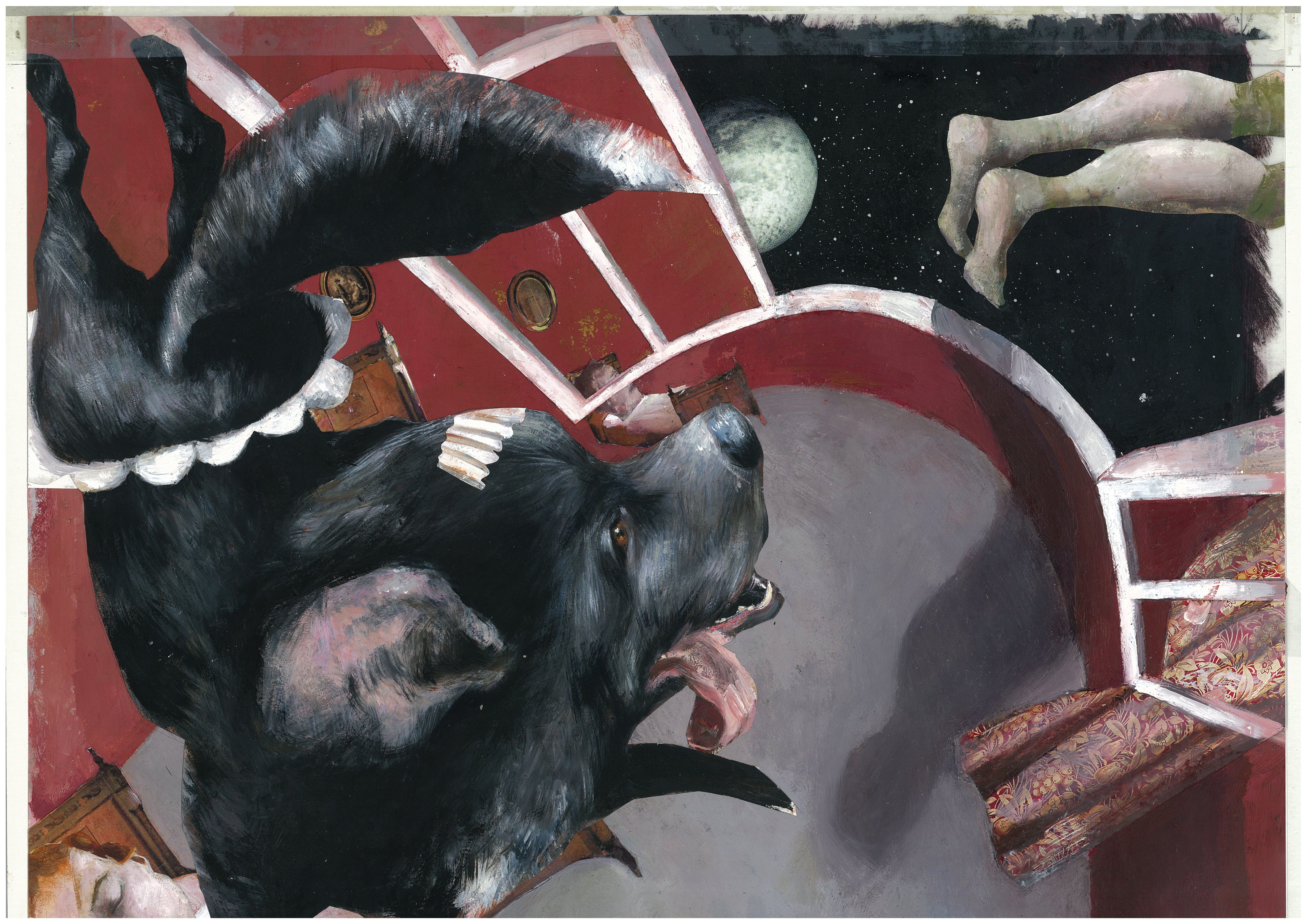 The shadowOil paint on paper, collage with photo material, 40 x 50cmSerie: Peter Pan/Text: James Matthew BarrieÉditions Être, Paris, 2005