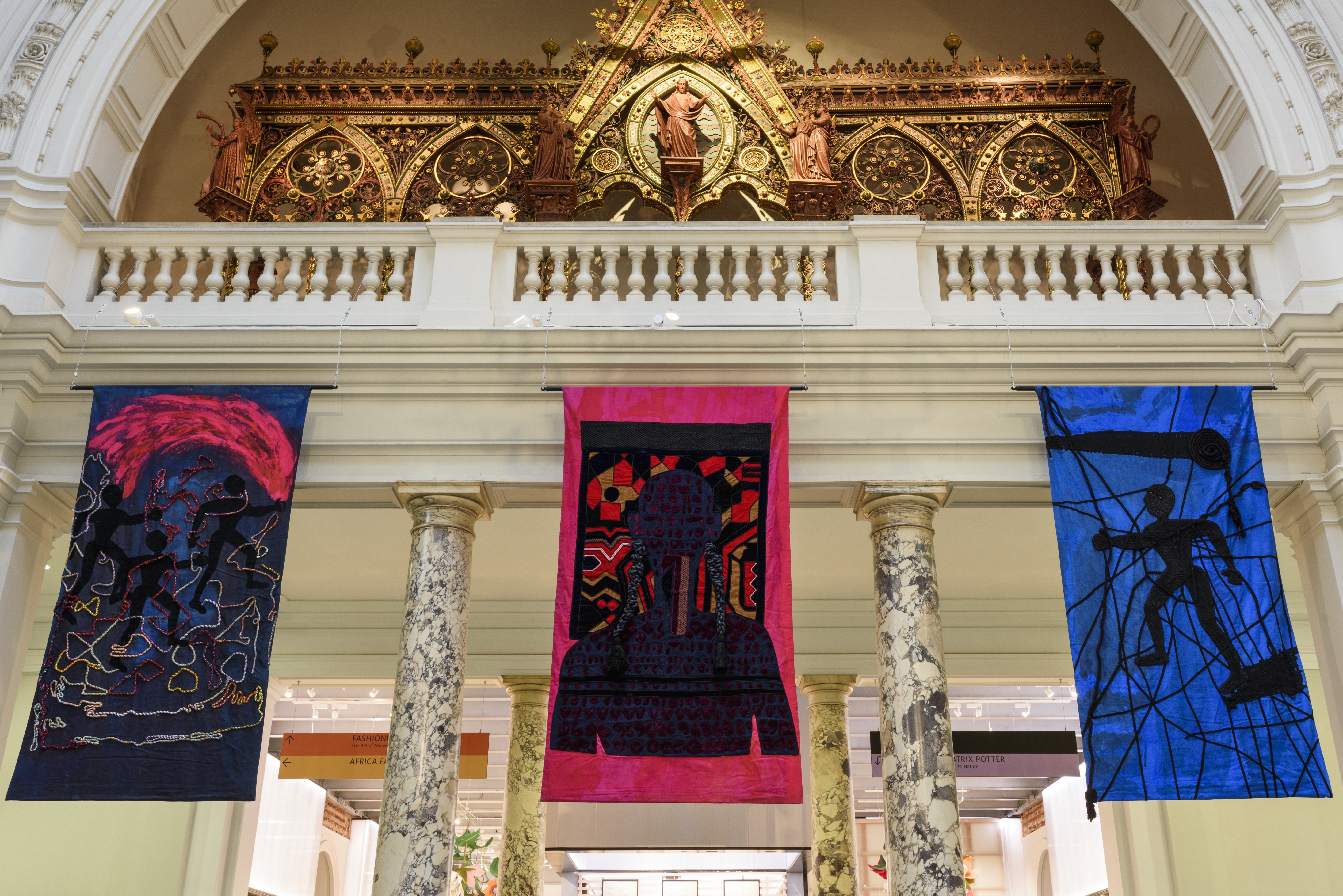 Artist Osman Yousefzada Textiles at Grand Entrance of V&A