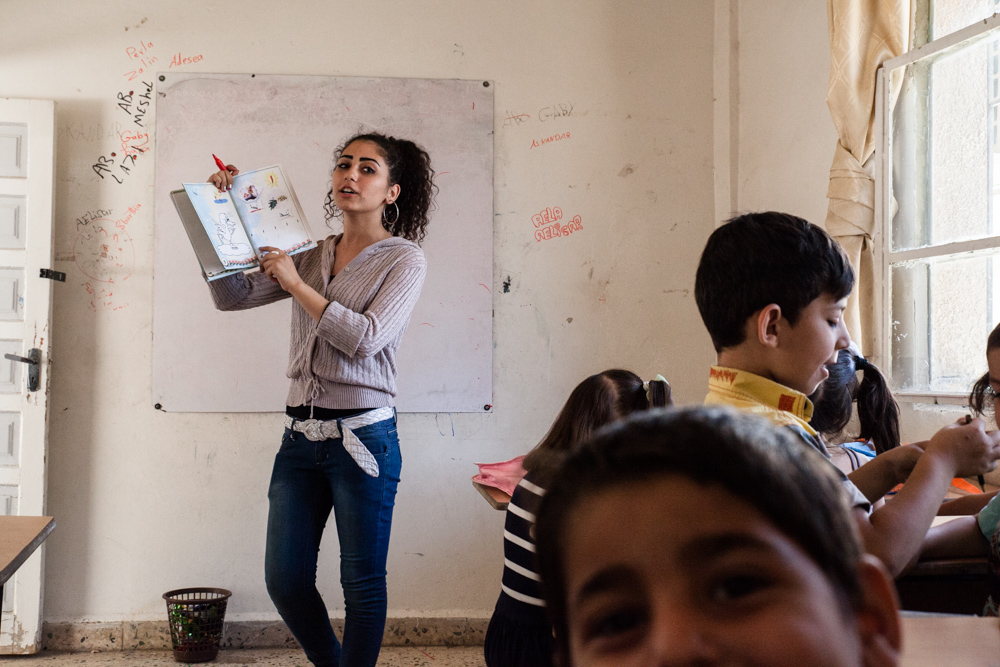 Tirbespiyeh, Syria, june 2014 Syriac language summer school. Since a year, the local adminsitration allowed syriac to be teach at school. The church organizes summer school for the children