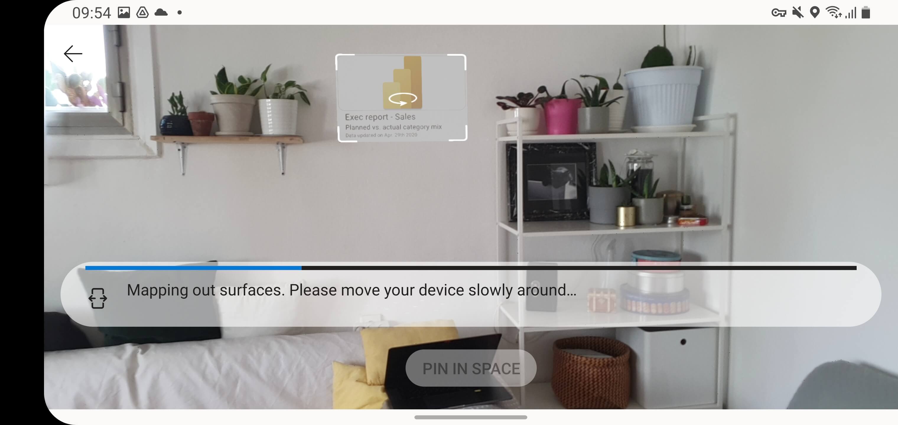 Help banners, progress bar and grayed out button for user guidance of the "Pinning" flow.
