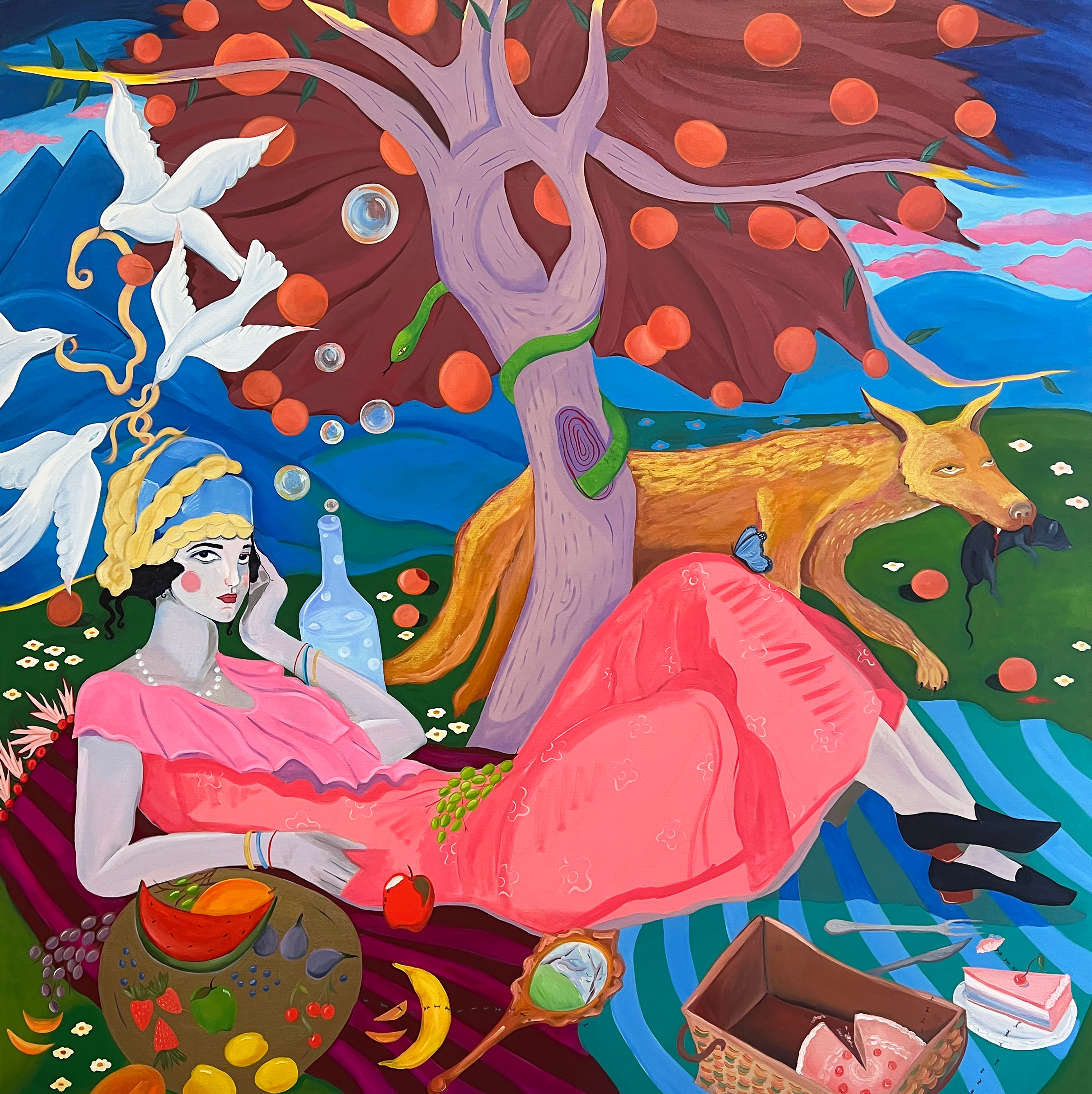 Ponoma, 57 x 57 inches, Acrylic and Oil, 2022.