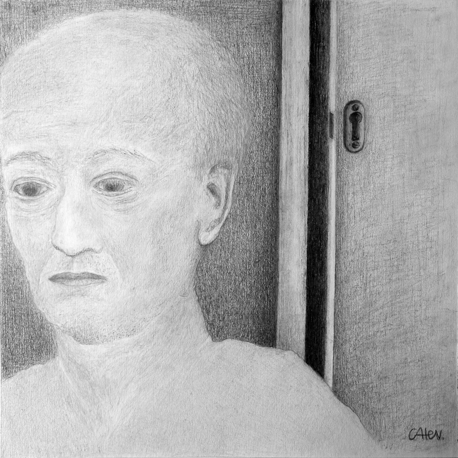 potlood op papier, 25 x 25 cm