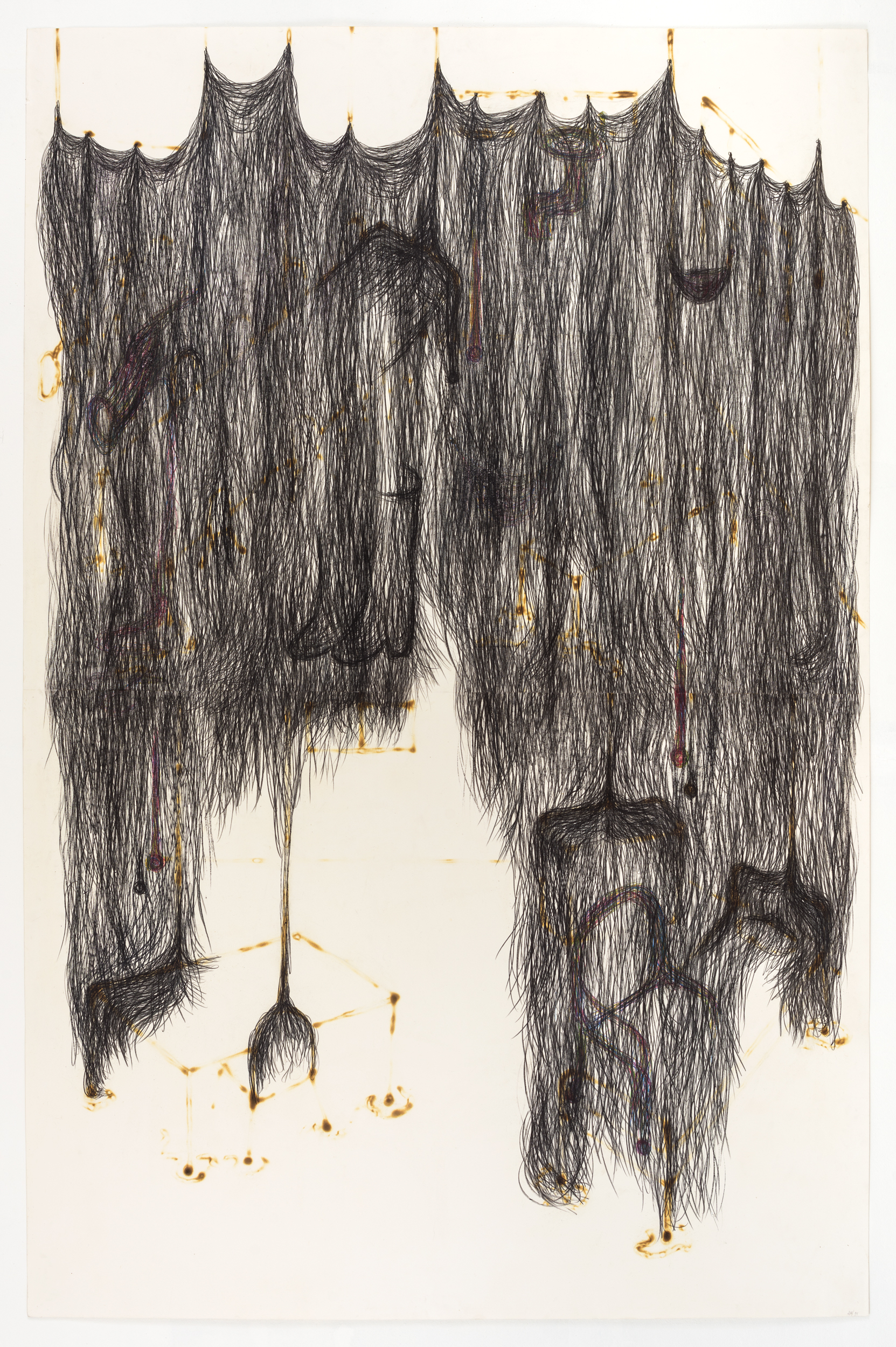 The secret life IV, 1999 Coloured pencil on burnt paper 230,5 x 150 cm