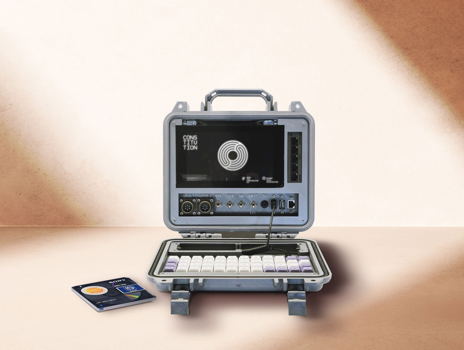 The minimum social infrastructure is a software-based kit that bootstraps a community based on light institutional governance protocols and regulations, e.g. the deployment of a lightweight democratic infrastructure core or pop-up constitution.