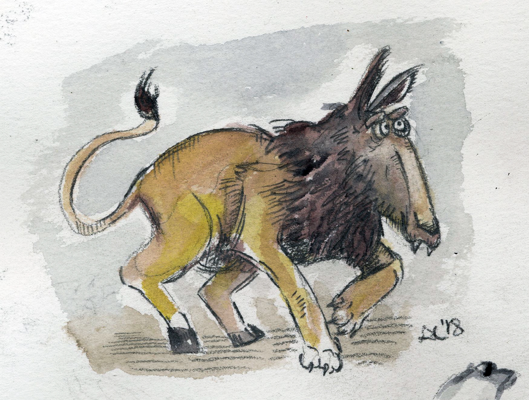 donkey lion 2018 watercolor & graphite