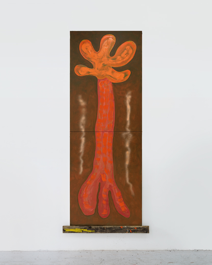 A tree, 2021Oil, spray paint and wood on canvas280 x 100 cm