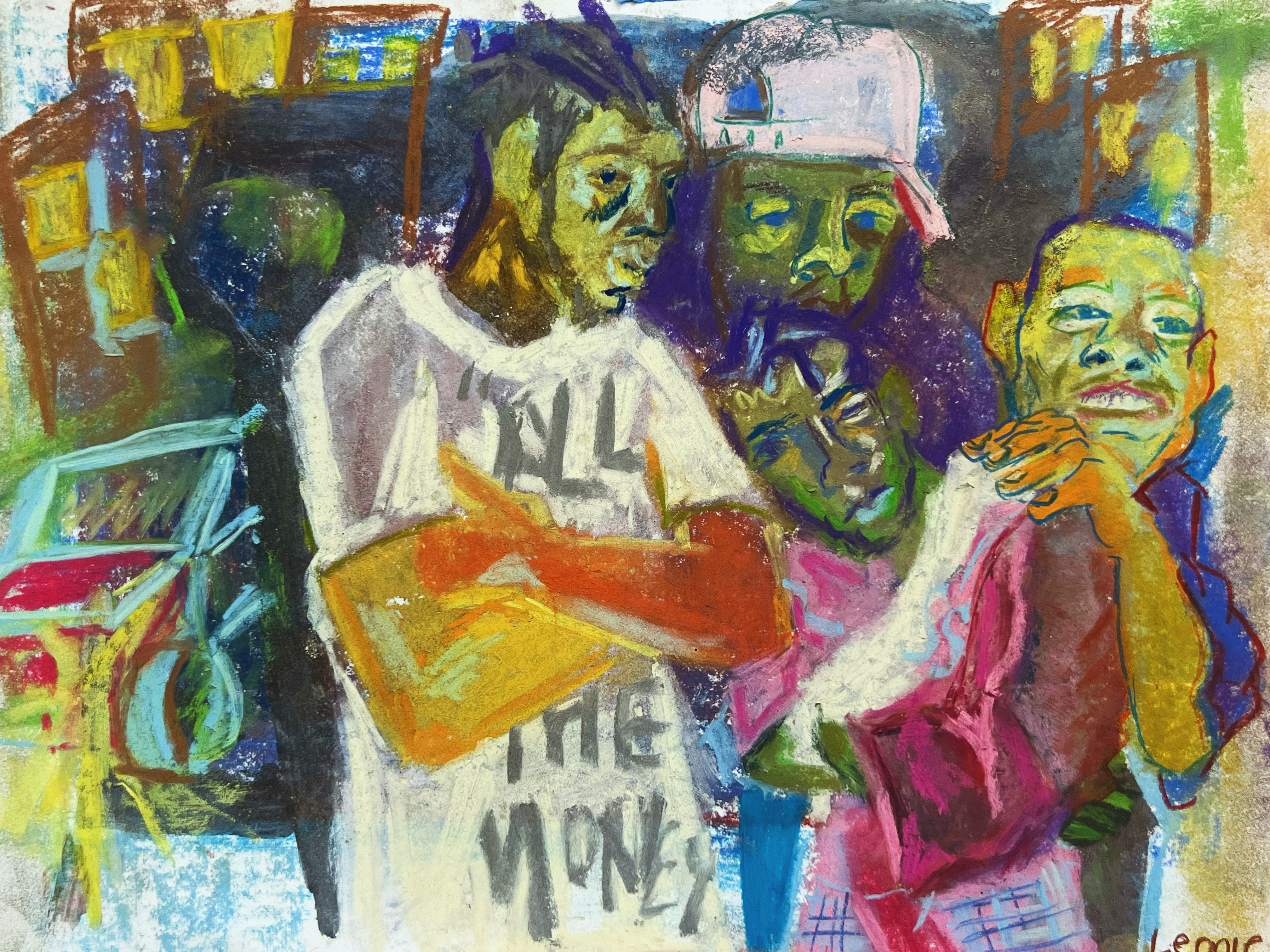 ALL THE MONEY, 2024 PASTEL AND COLORED PENCIL ON PAPER  9 X 12 
